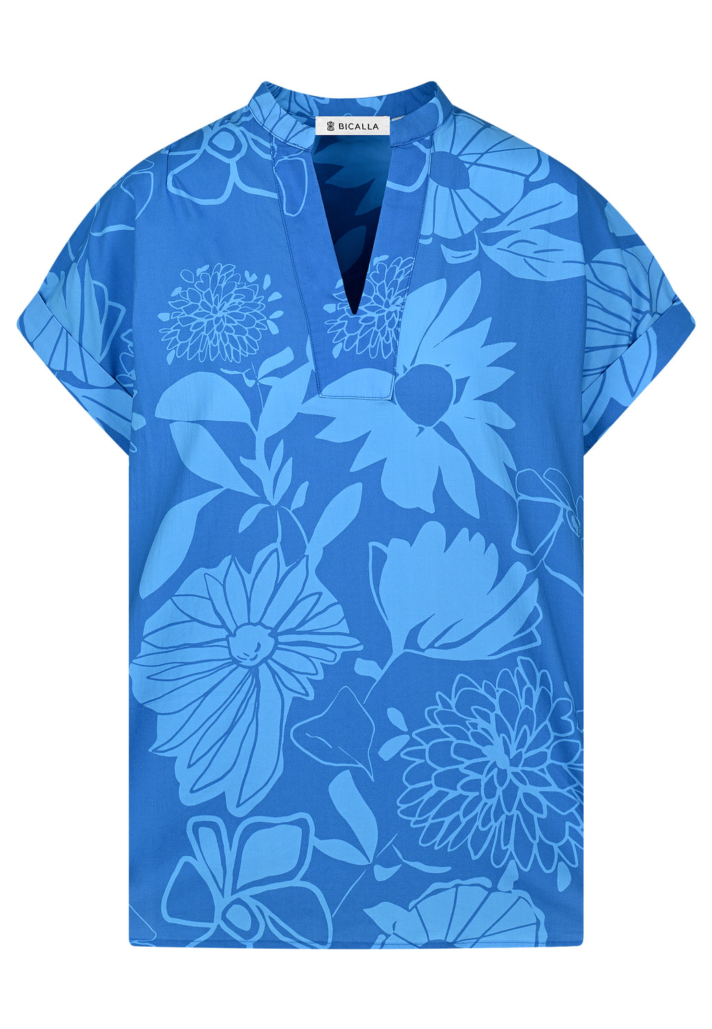 25372 Chemisier à imprimé fleuri bleu