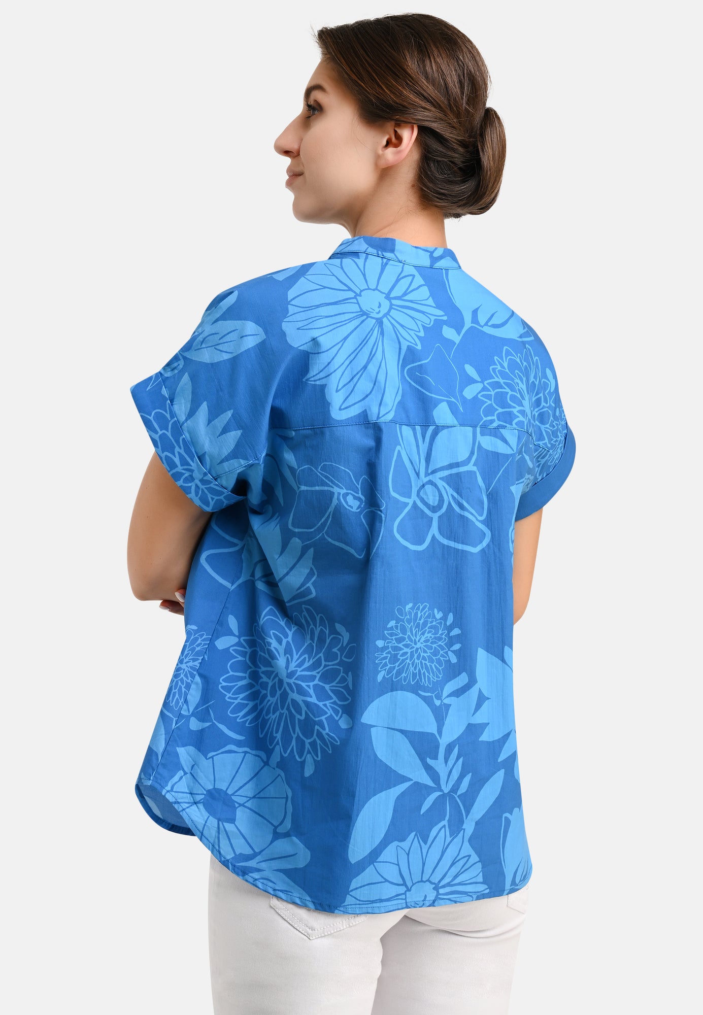 25372 Chemisier à imprimé fleuri bleu
