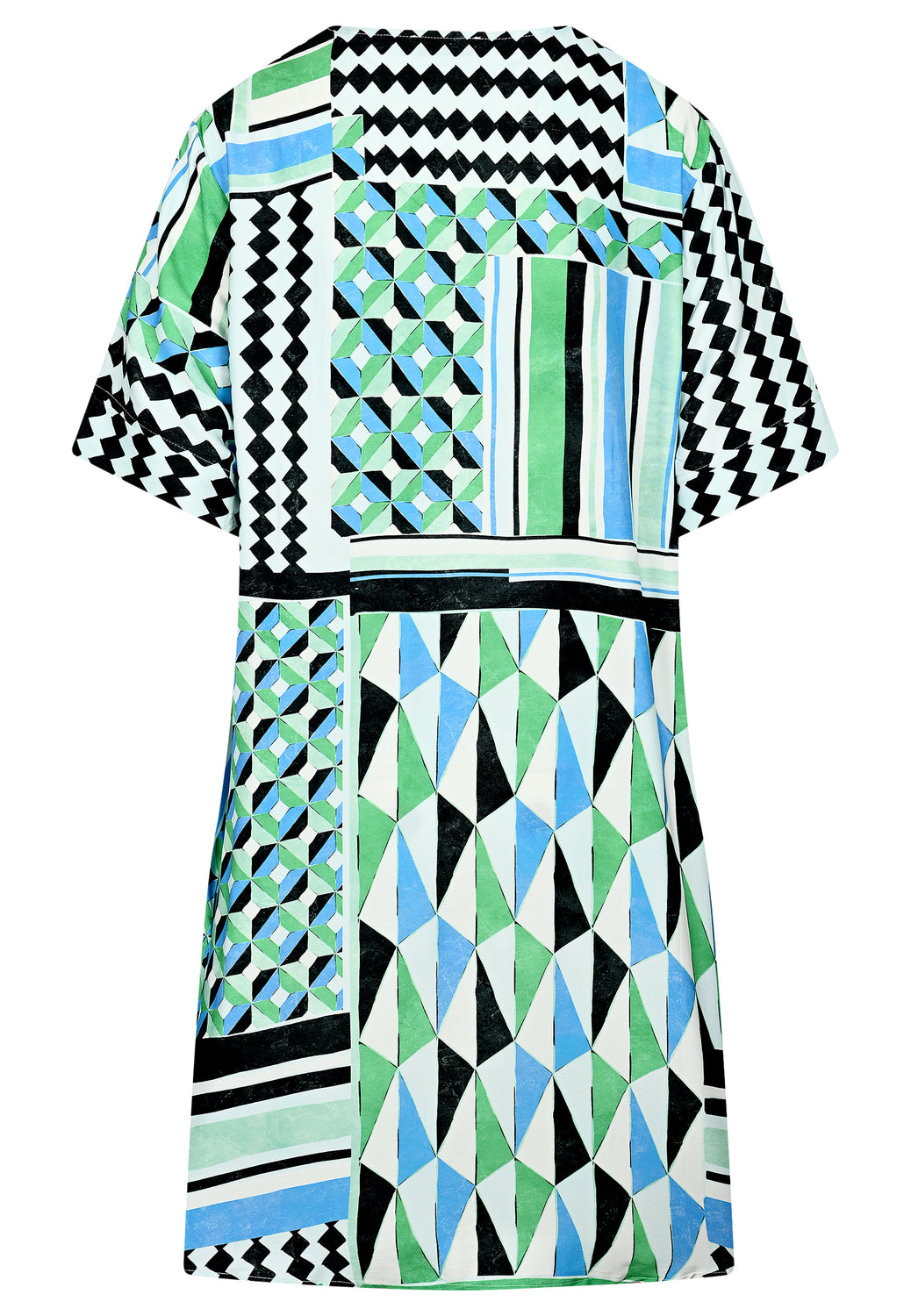 25373 Robe à imprimé graphique bleu/vert