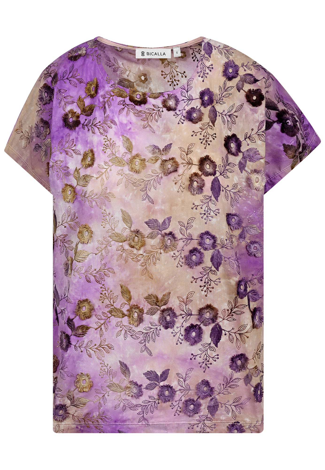 25402 Blusen-Shirt mit Stickerei in Lila