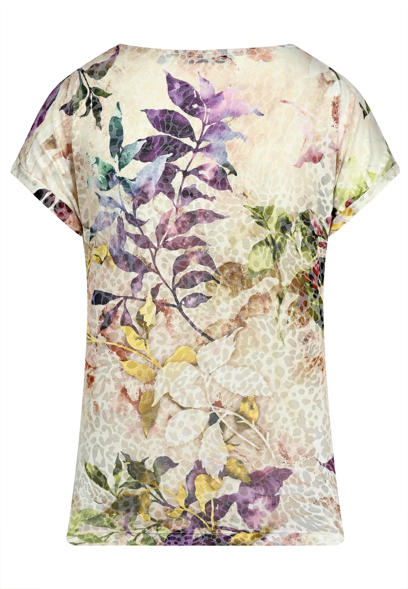 25404 Shirt mit Blätter-Print in Sand/Lila