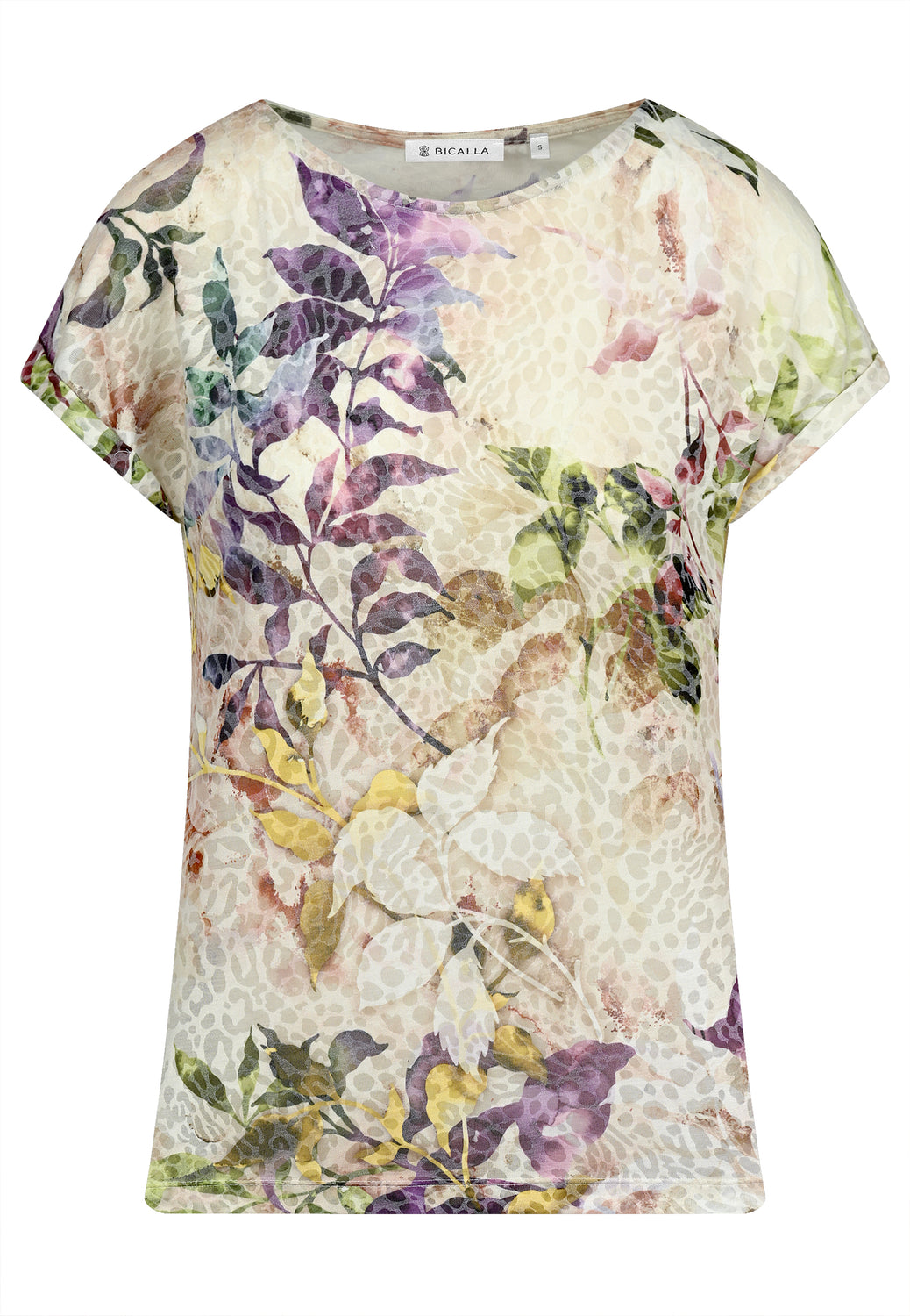 25404 Shirt mit Blätter-Print in Sand/Lila