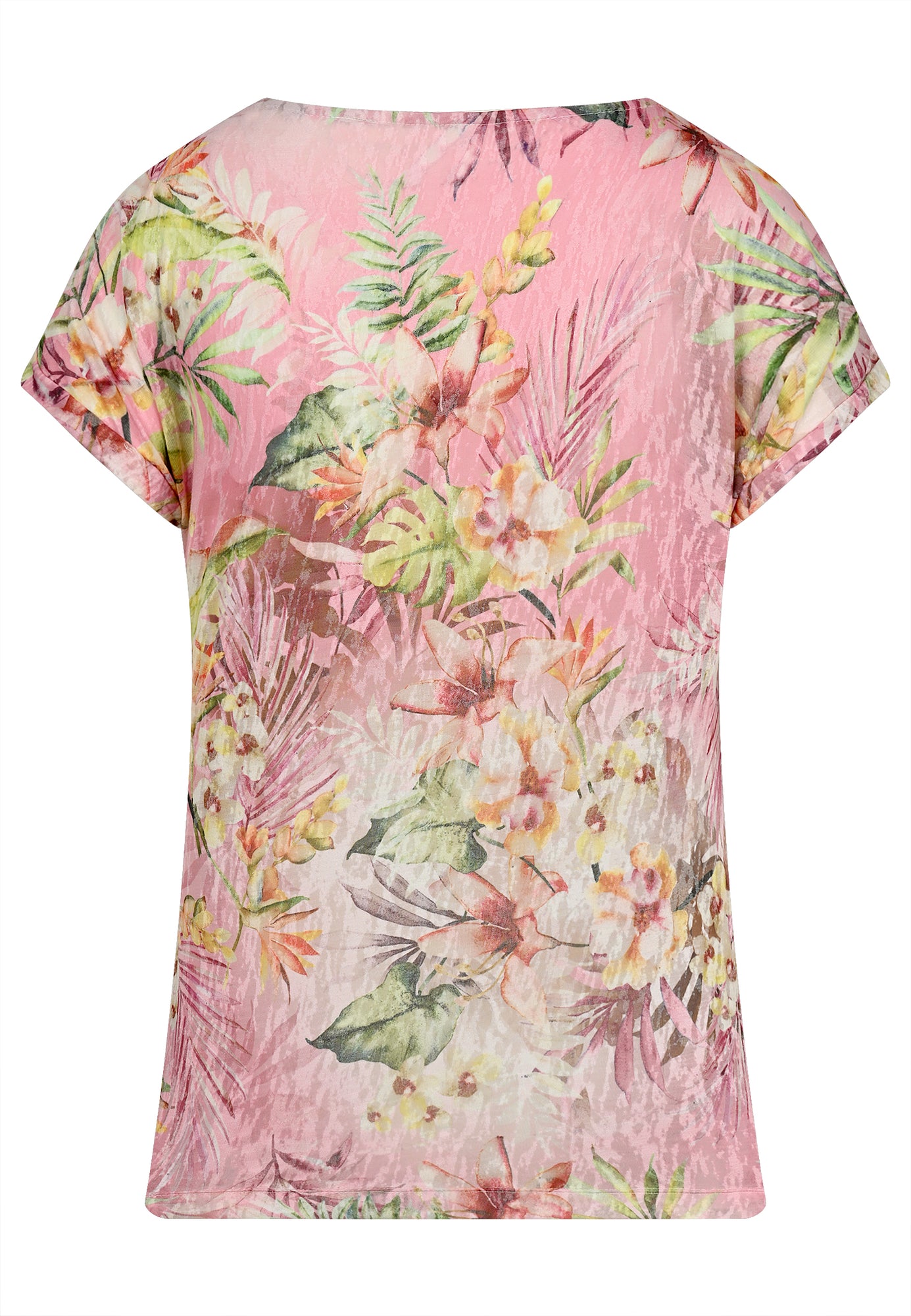 25405 Shirt mit Tropical-Print in Rosa/Grün