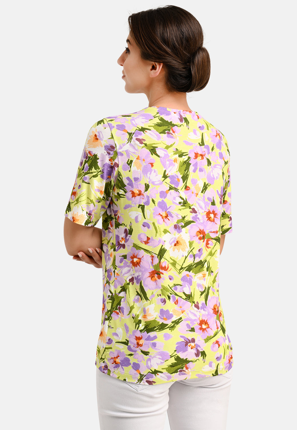 25407 Shirt mit Blumen-Print in Lila/Grün