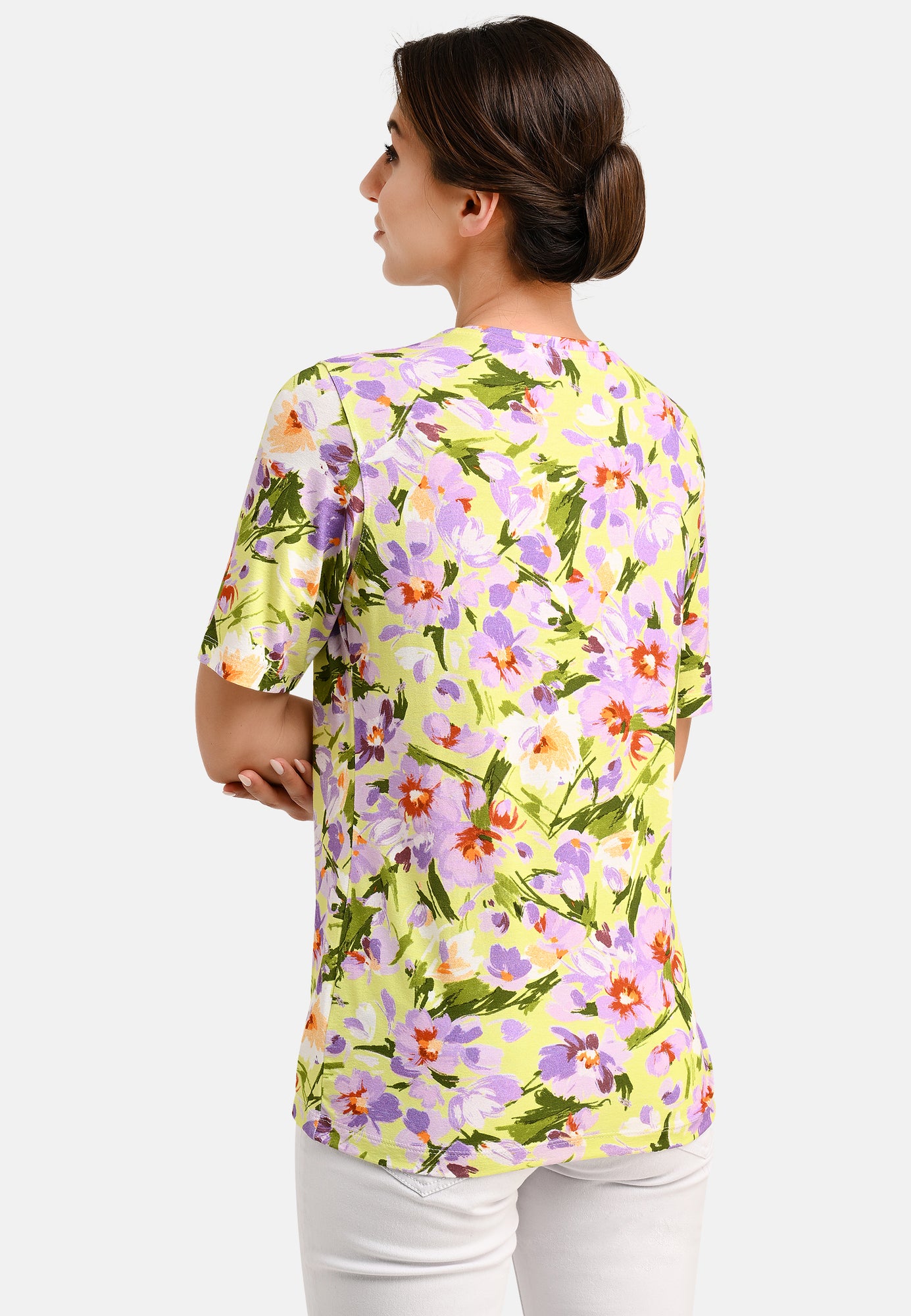 25407 Shirt mit Blumen-Print in Lila/Grün