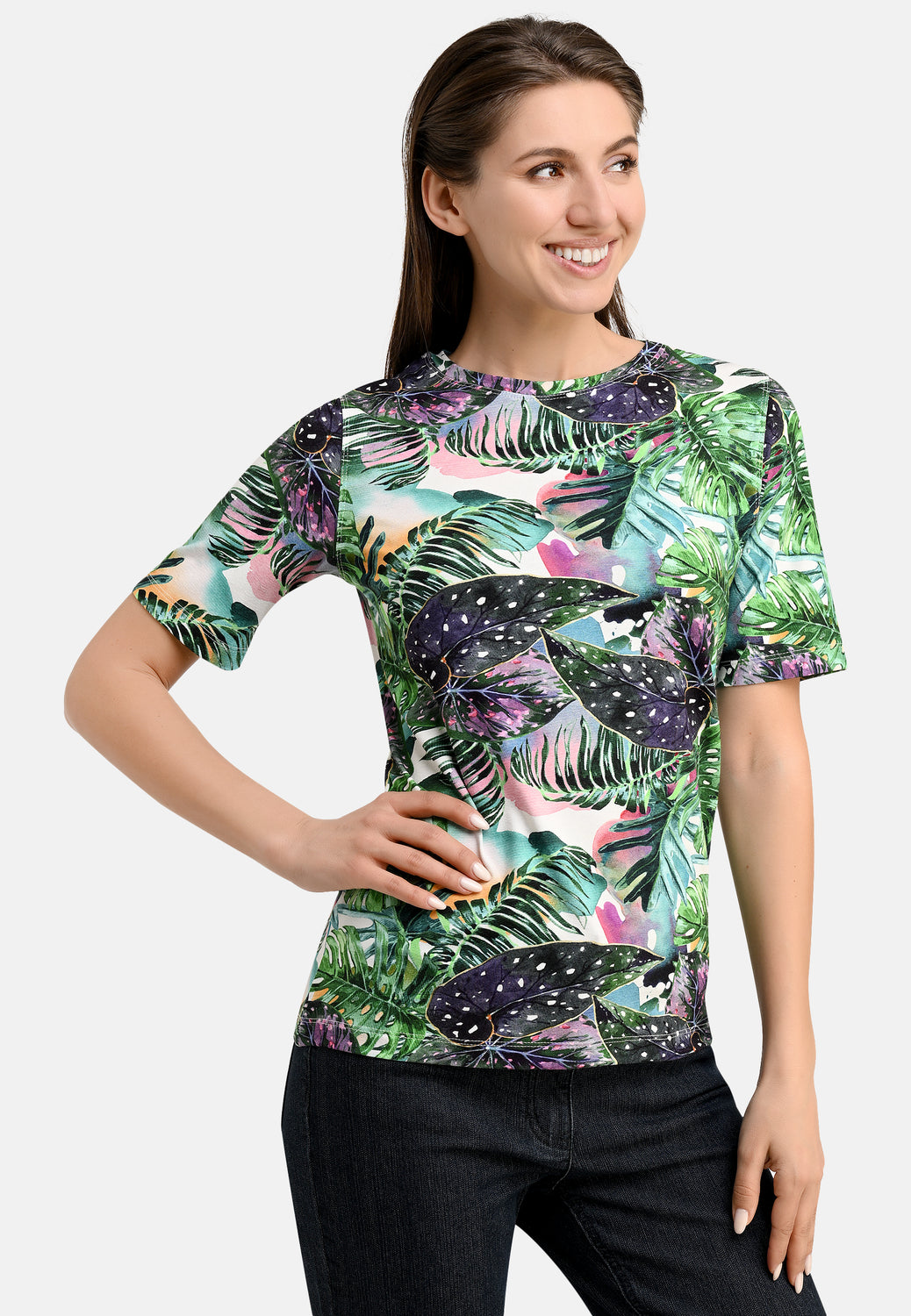 25408 Shirt mit Jungle-Print in Grün