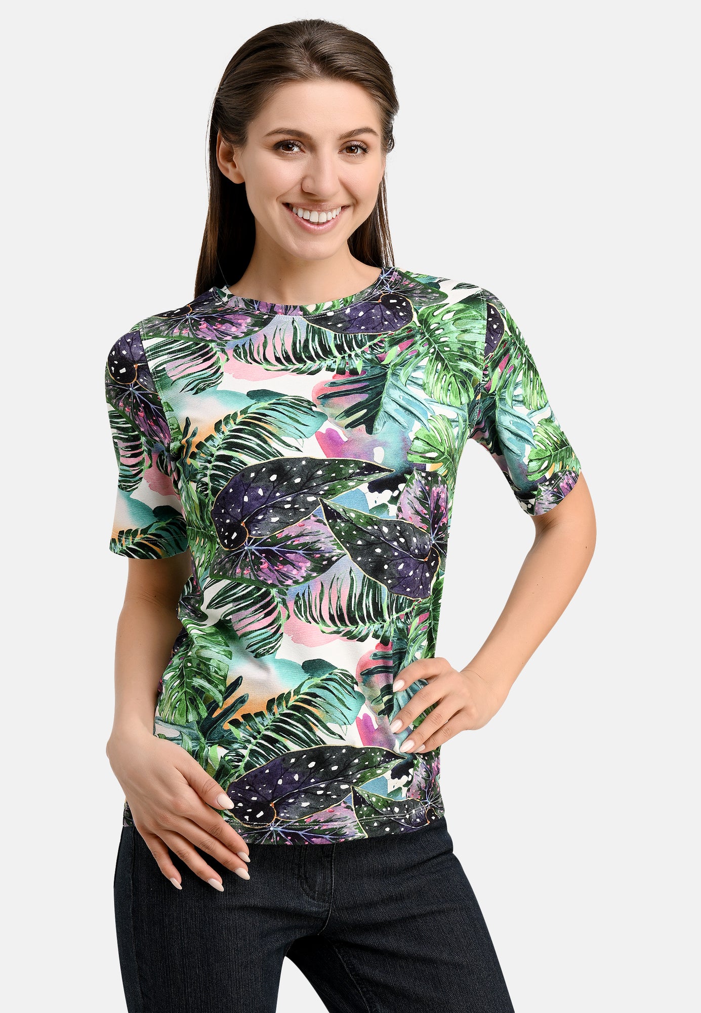 25408 Shirt mit Jungle-Print in Grün