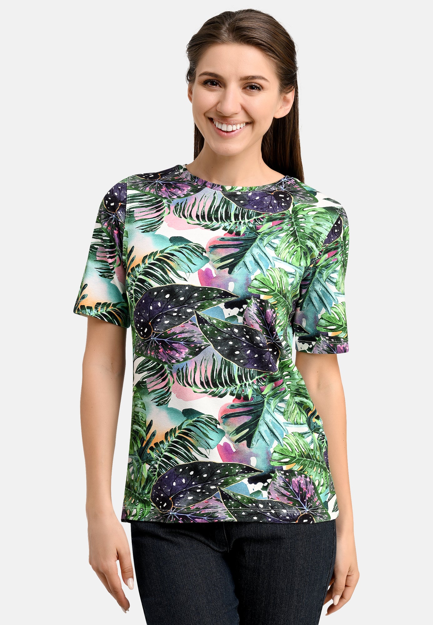 25408 Shirt mit Jungle-Print in Grün