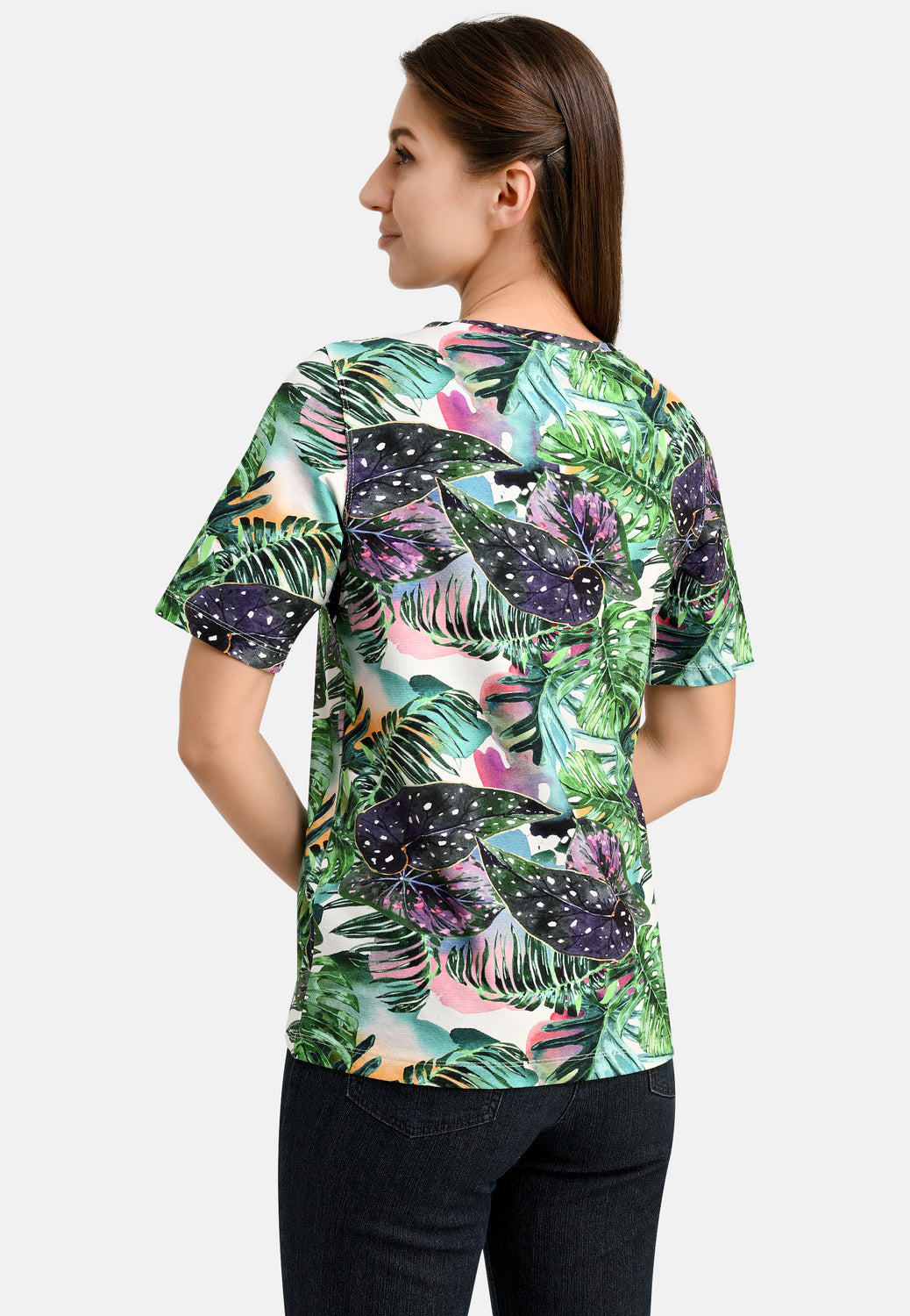 25408 Shirt mit Jungle-Print in Grün