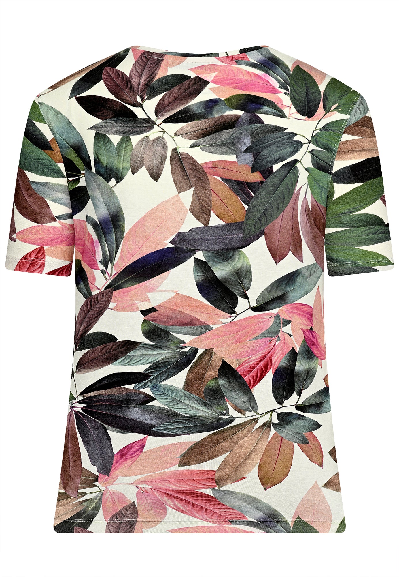 25409 Shirt mit Blätter-Print in Lila/Grün