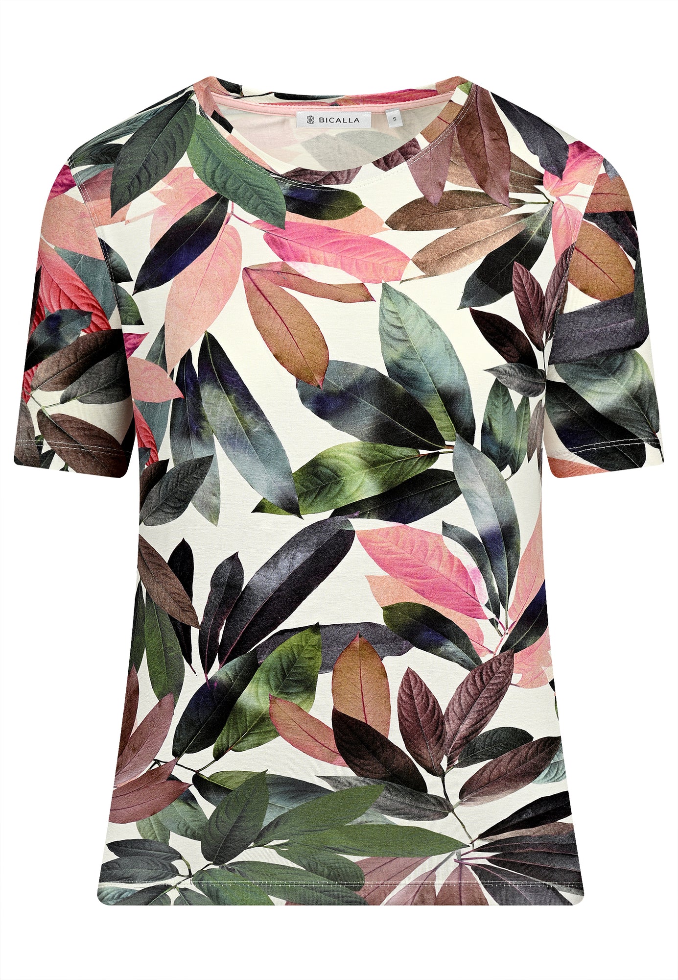 25409 Shirt mit Blätter-Print in Lila/Grün