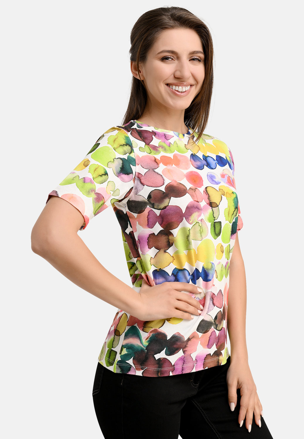 25411 Shirt mit Bubble-Print in Grün/Rot