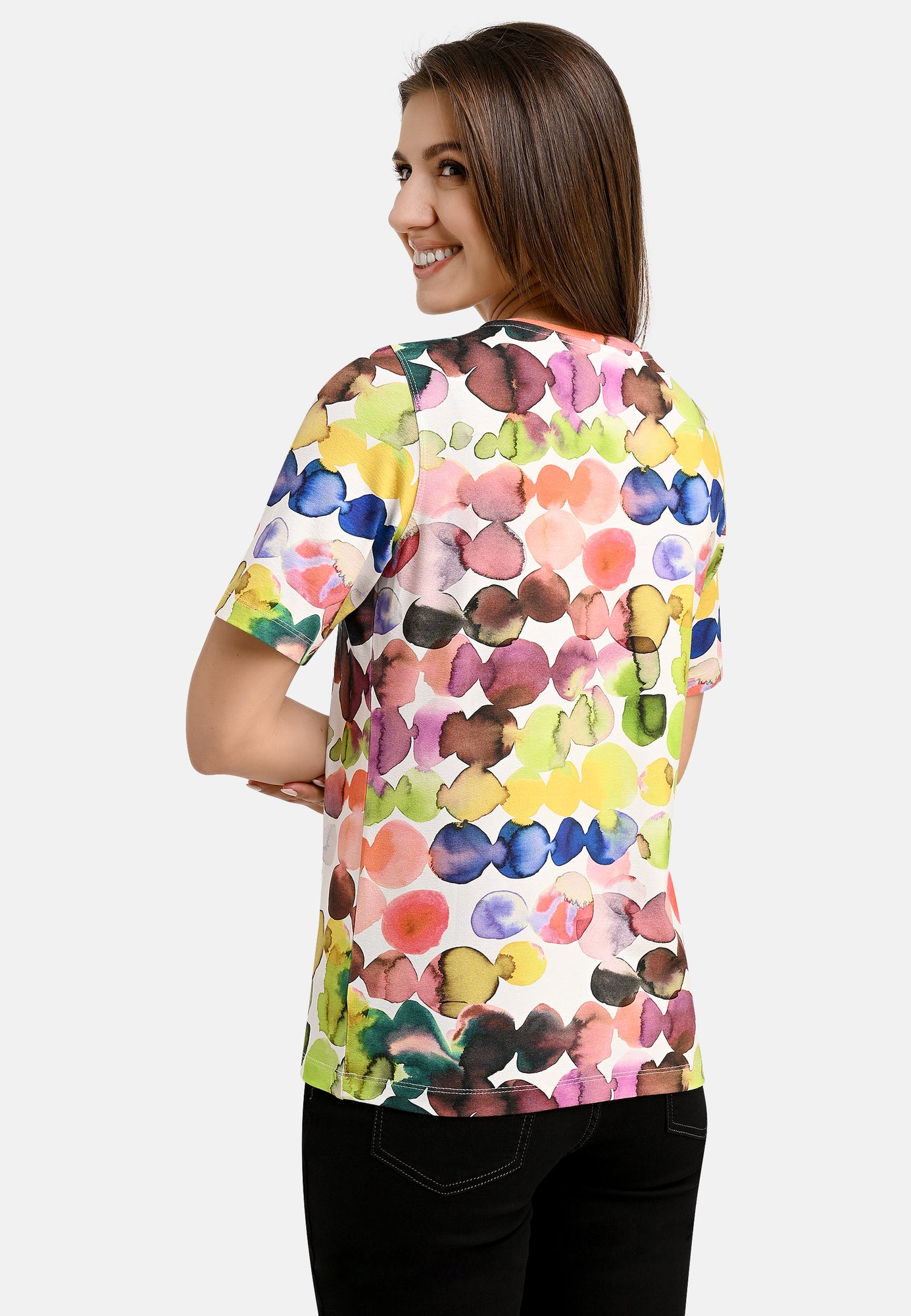 25411 Shirt mit Bubble-Print in Grün/Rot