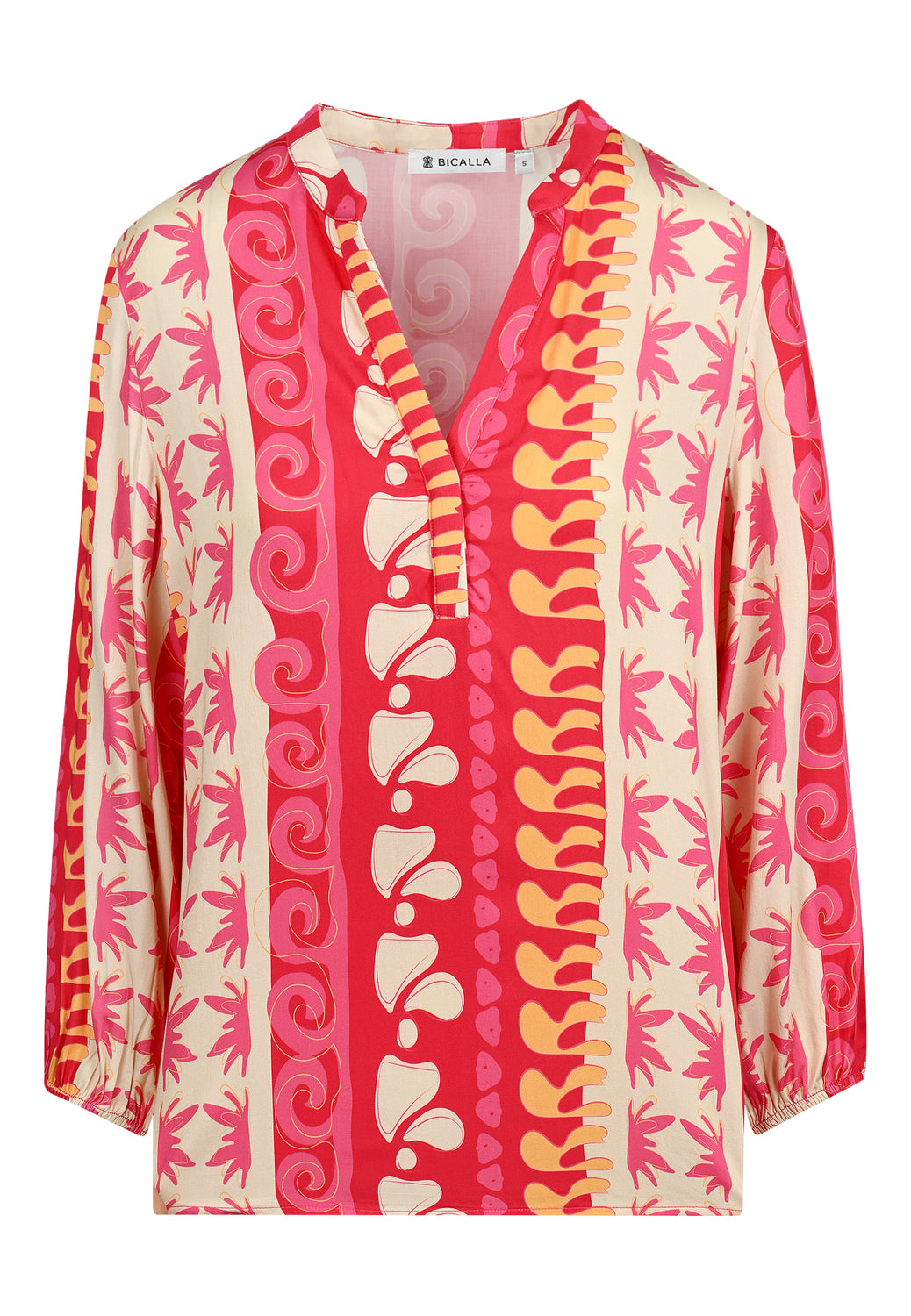 25417 Bluse mit Ethno-Print in Pink