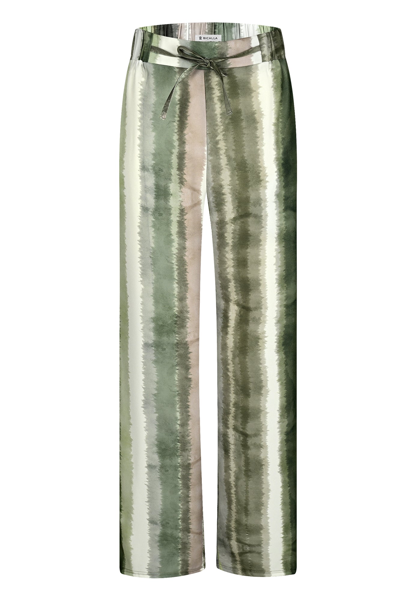 25419 Palazzo-Hose mit Print in Grün/Weiß