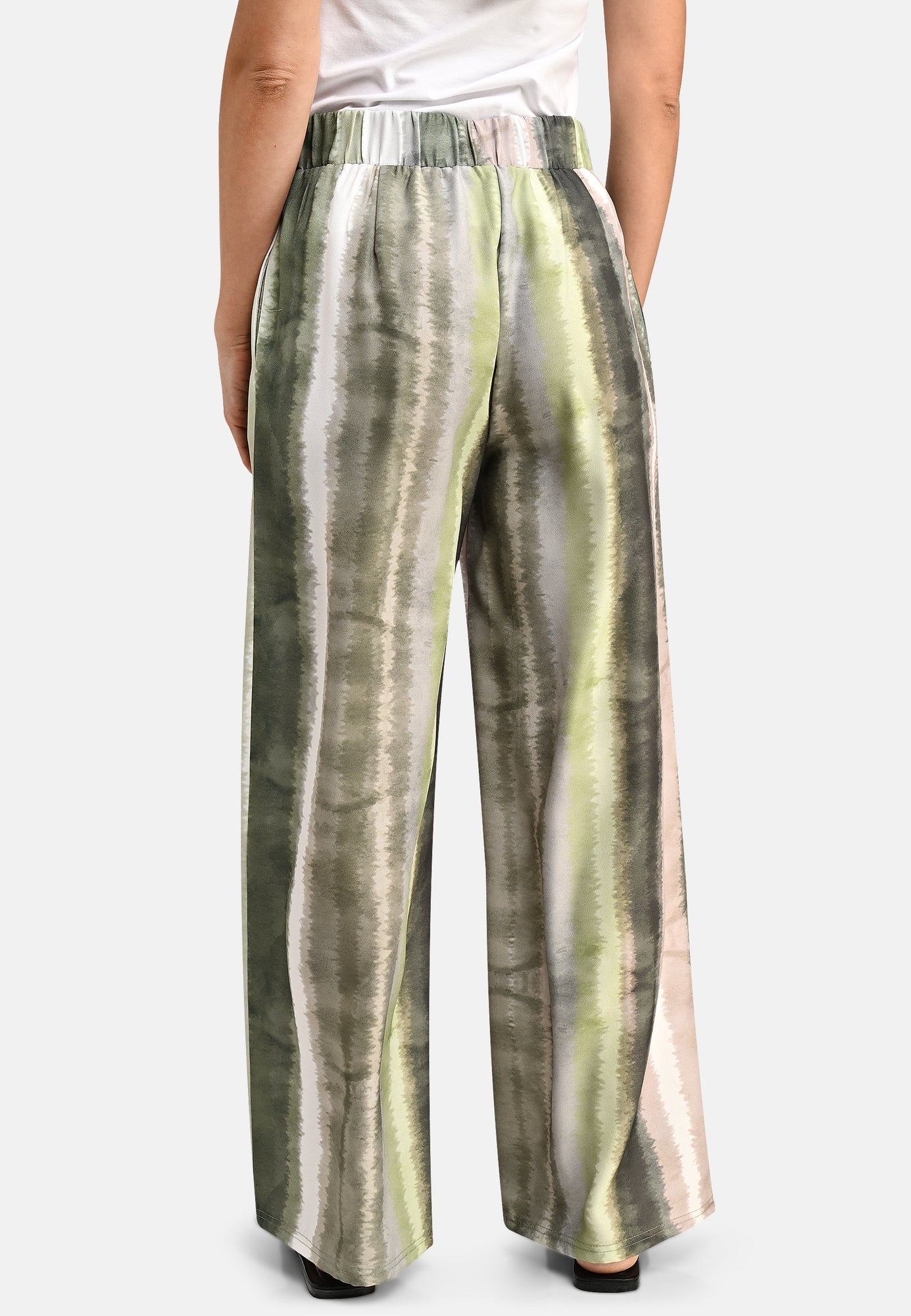 25419 Palazzo-Hose mit Print in Grün/Weiß