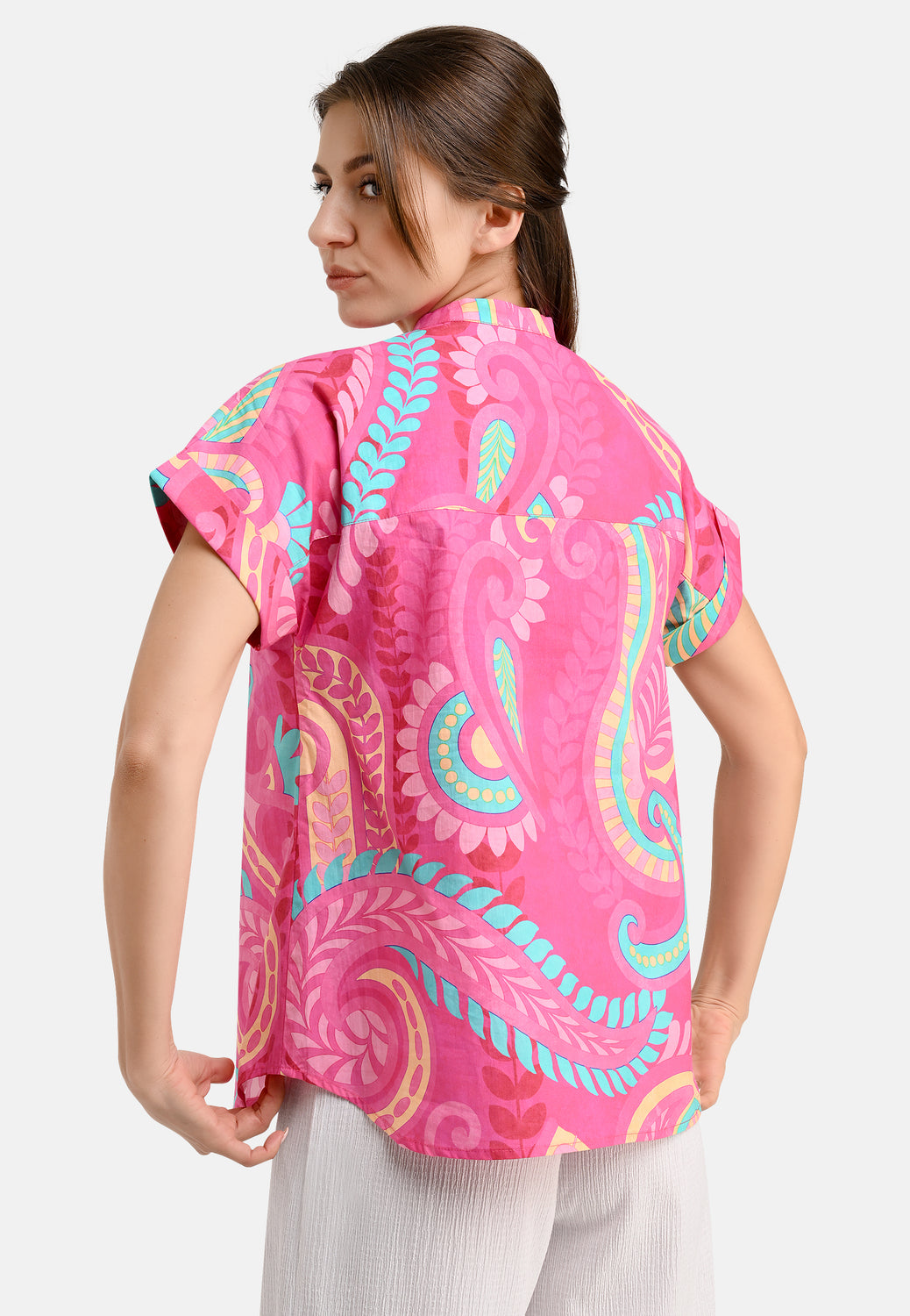 25421 Blusen-Shirt mit Paisley-Print in Pink