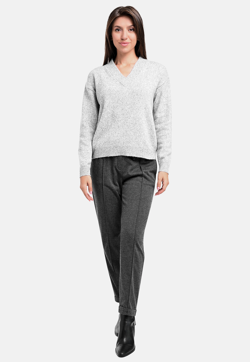 25502 Strickpullover in Hellgrau