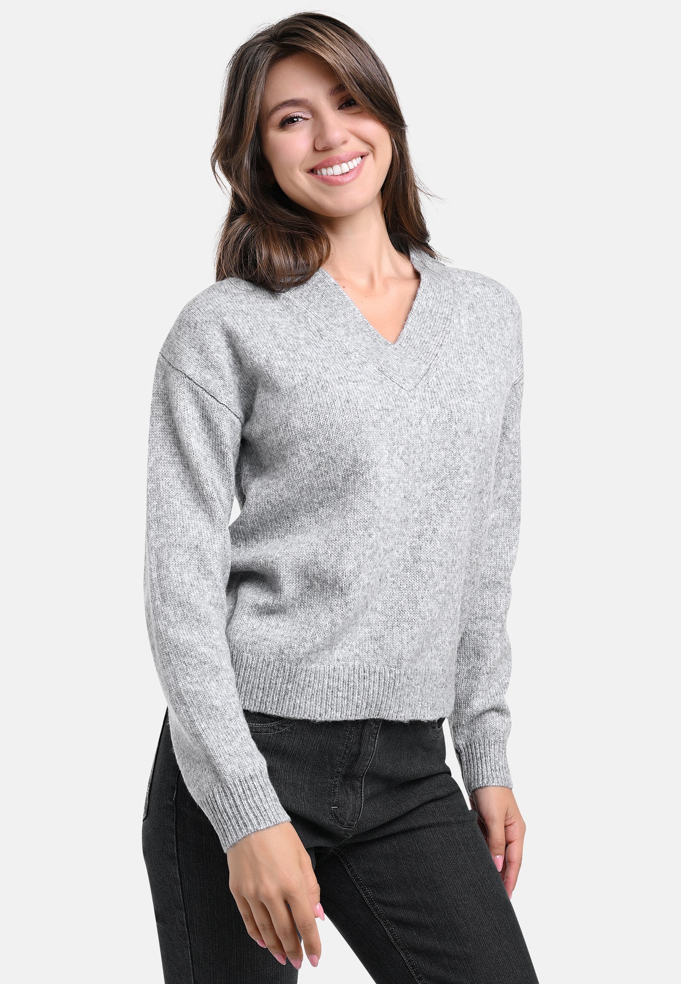 25502 Strickpullover in Hellgrau