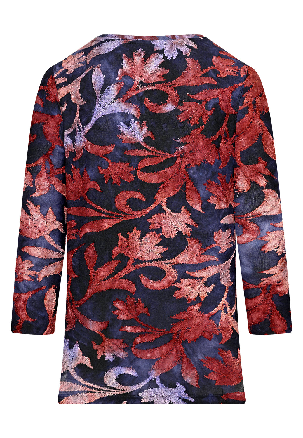 25505 Shirt mit Blütenmuster in Rot/Dunkelblau