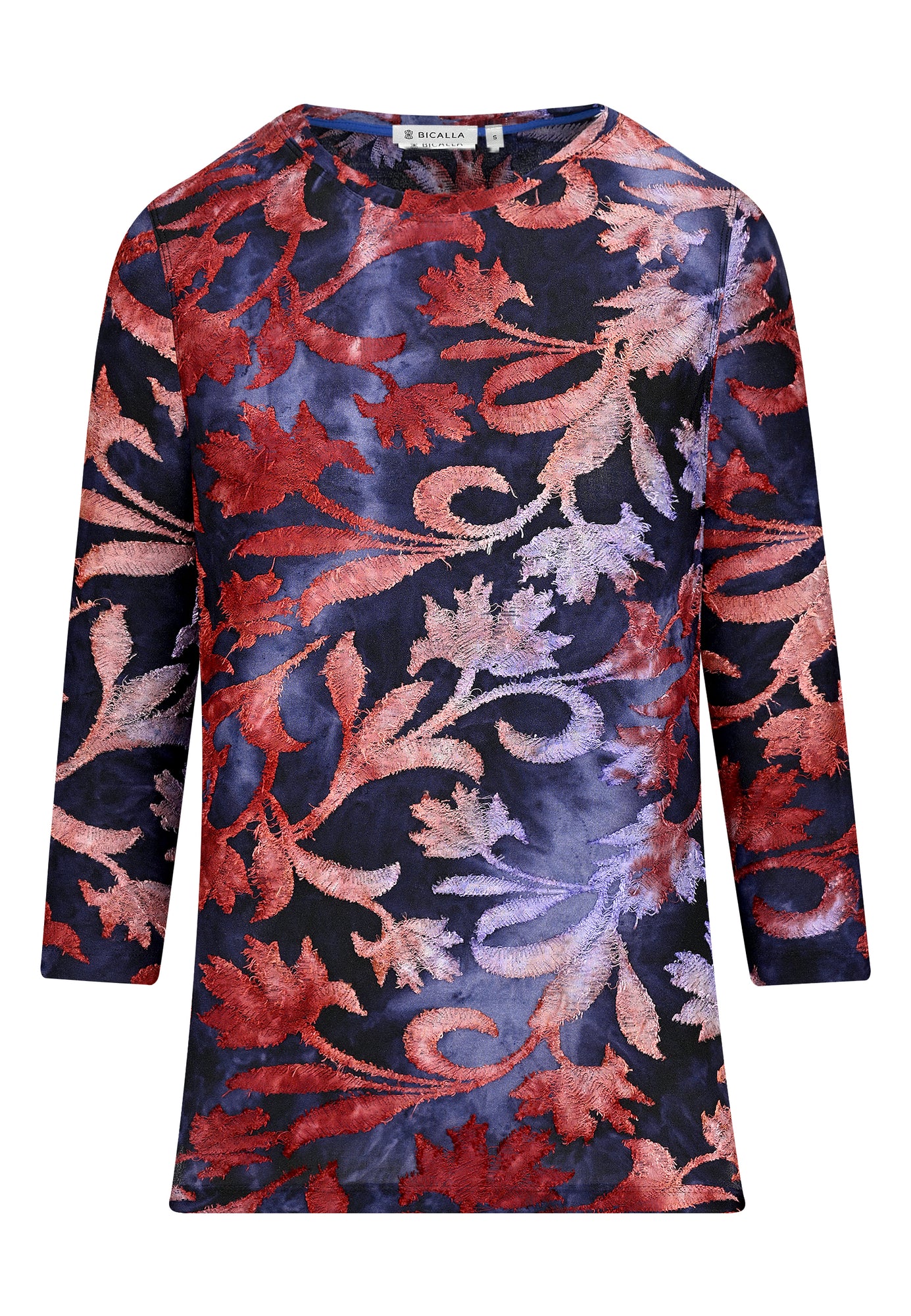 25505 Shirt mit Blütenmuster in Rot/Dunkelblau