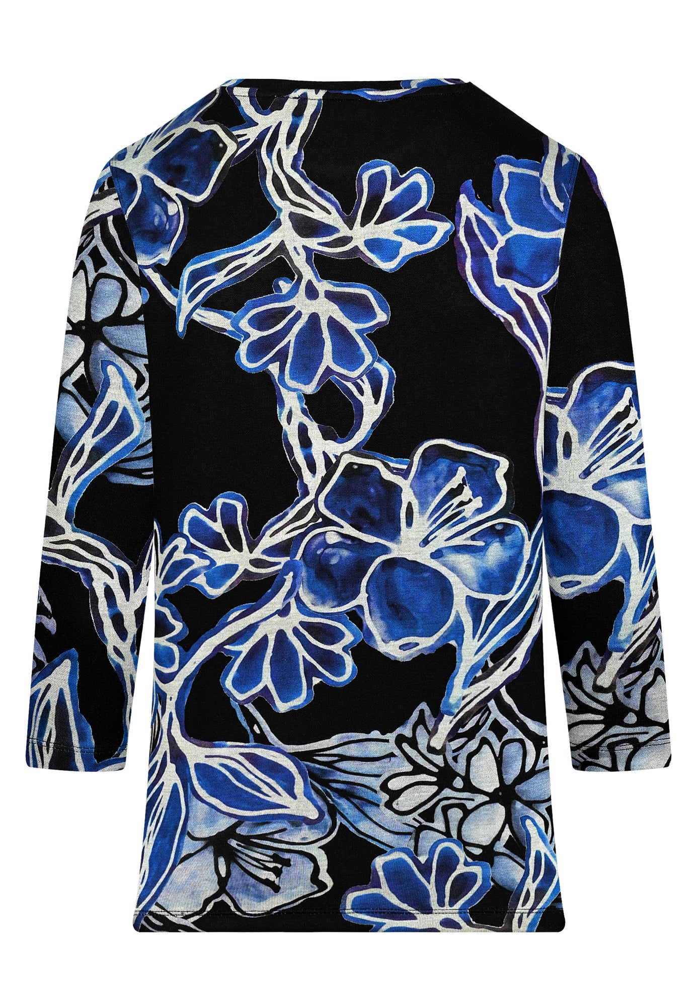 25506 Shirt mit Blumen-Print in Schwarz/Blau
