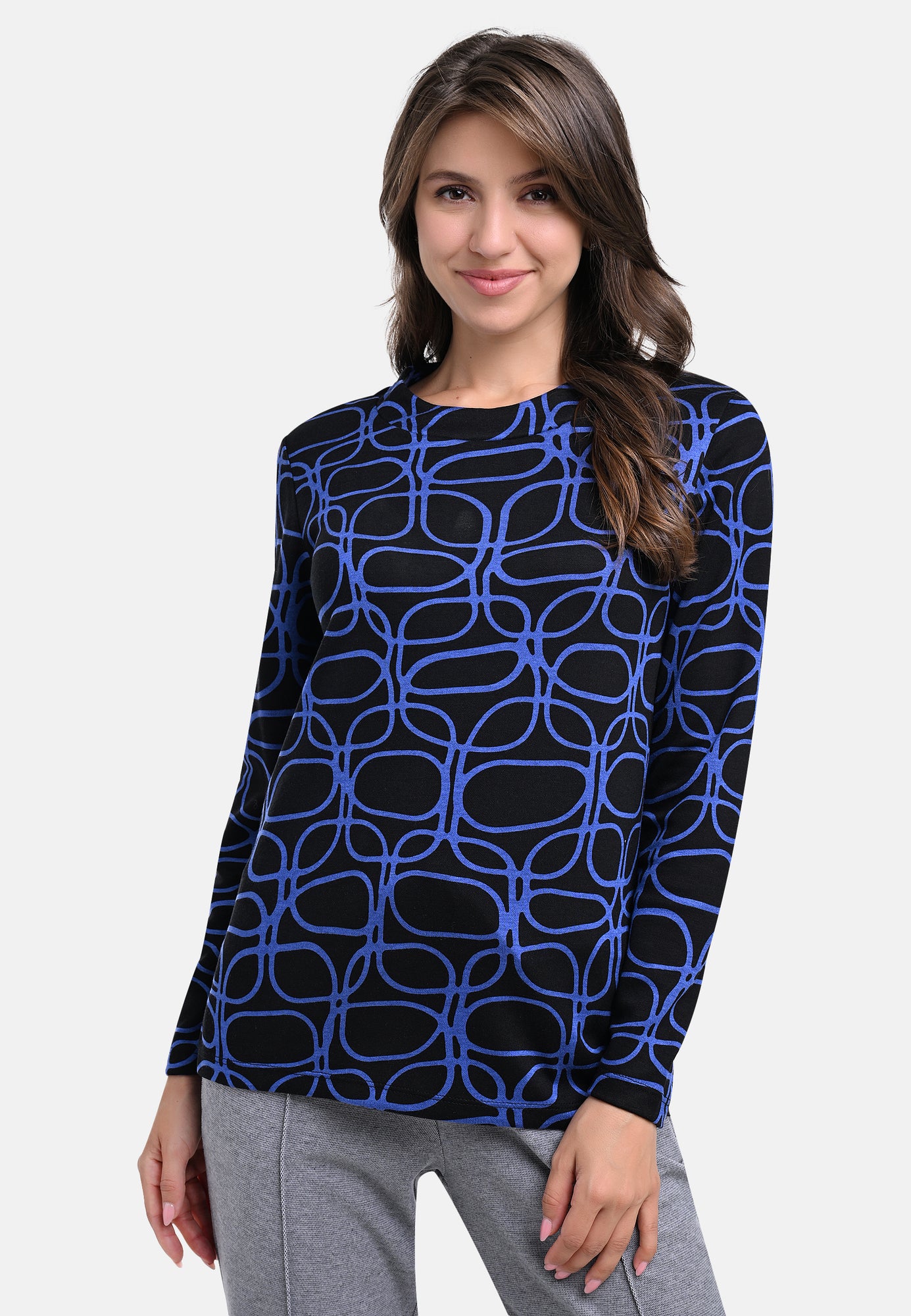 25507 Shirt mit Grafik-Print in Blau/Schwarz