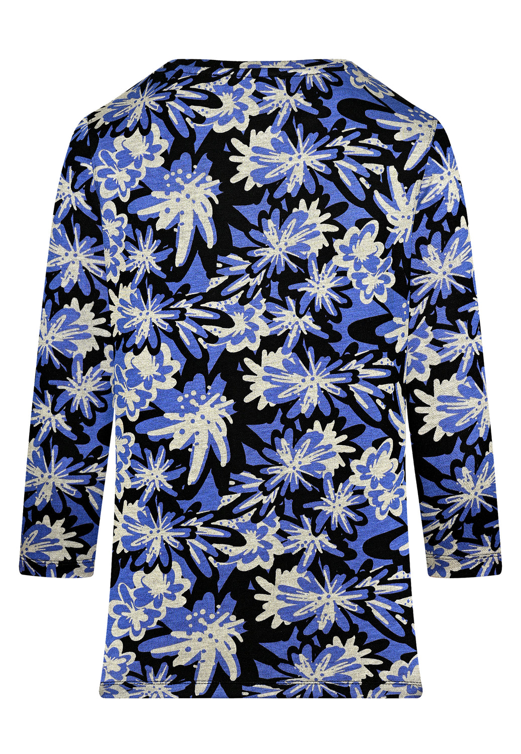 25508 Shirt mit Blüten-Print in Blau/Schwarz