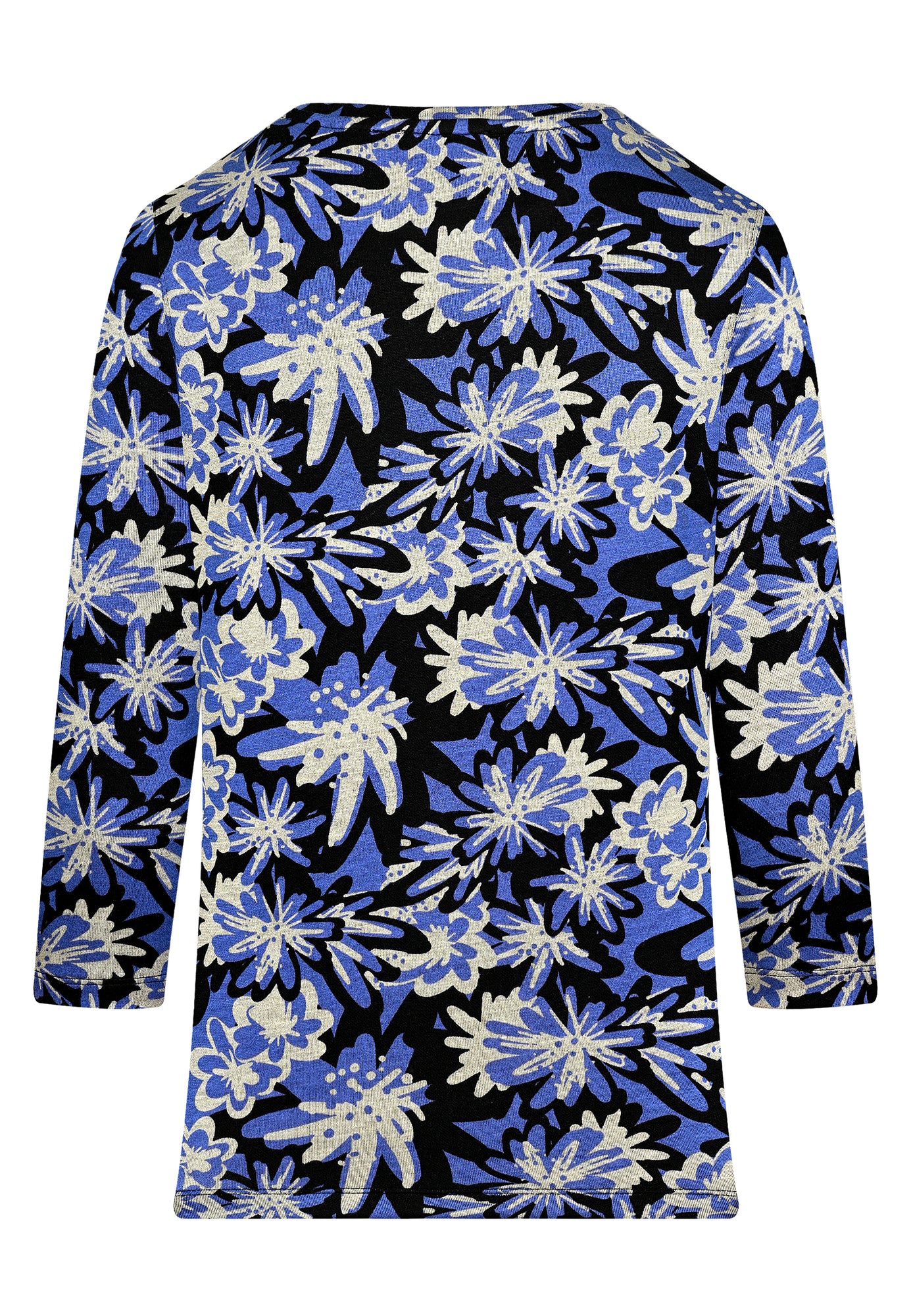 25508 Shirt mit Blüten-Print in Blau/Schwarz
