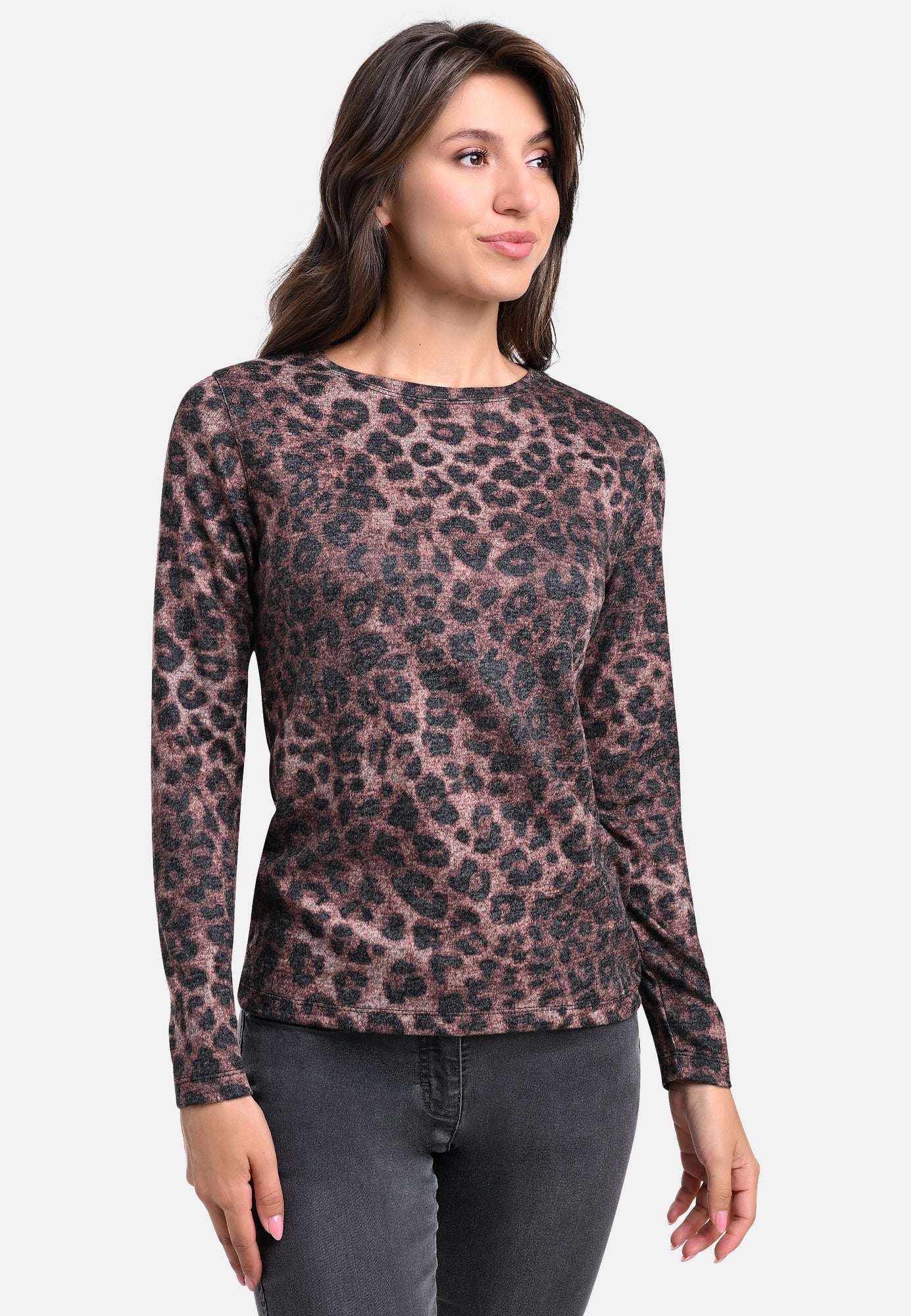 25509 Shirt mit Leo-Print in Braun/Schwarz