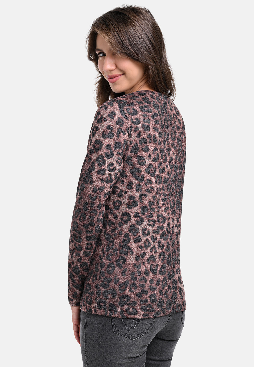25509 Shirt mit Leo-Print in Braun/Schwarz