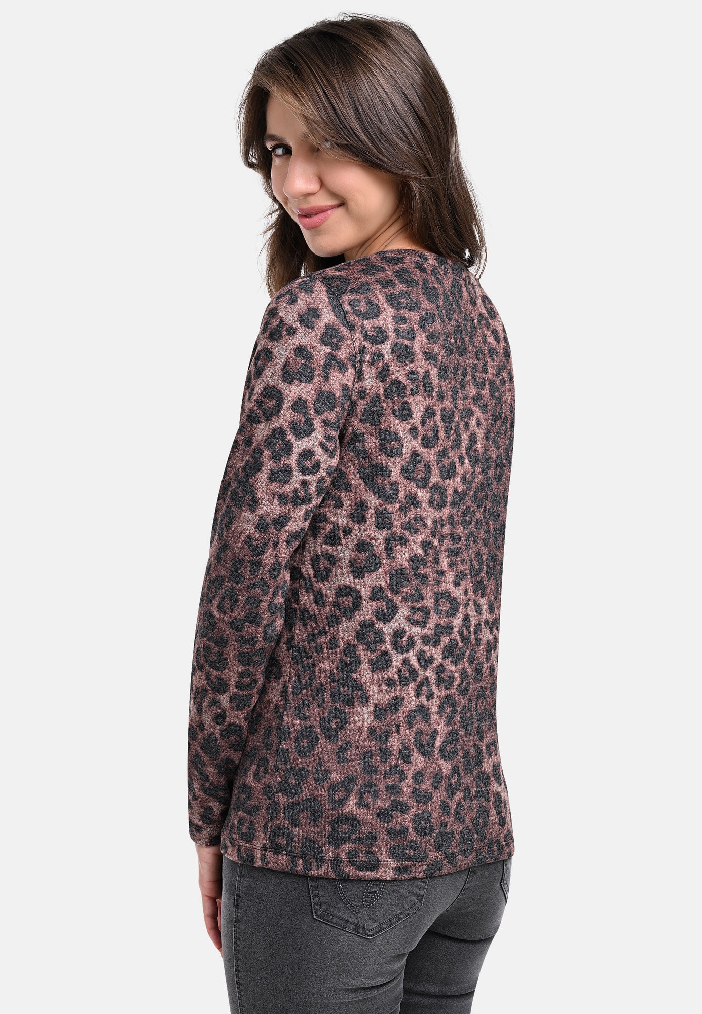 25509 Shirt mit Leo-Print in Braun/Schwarz