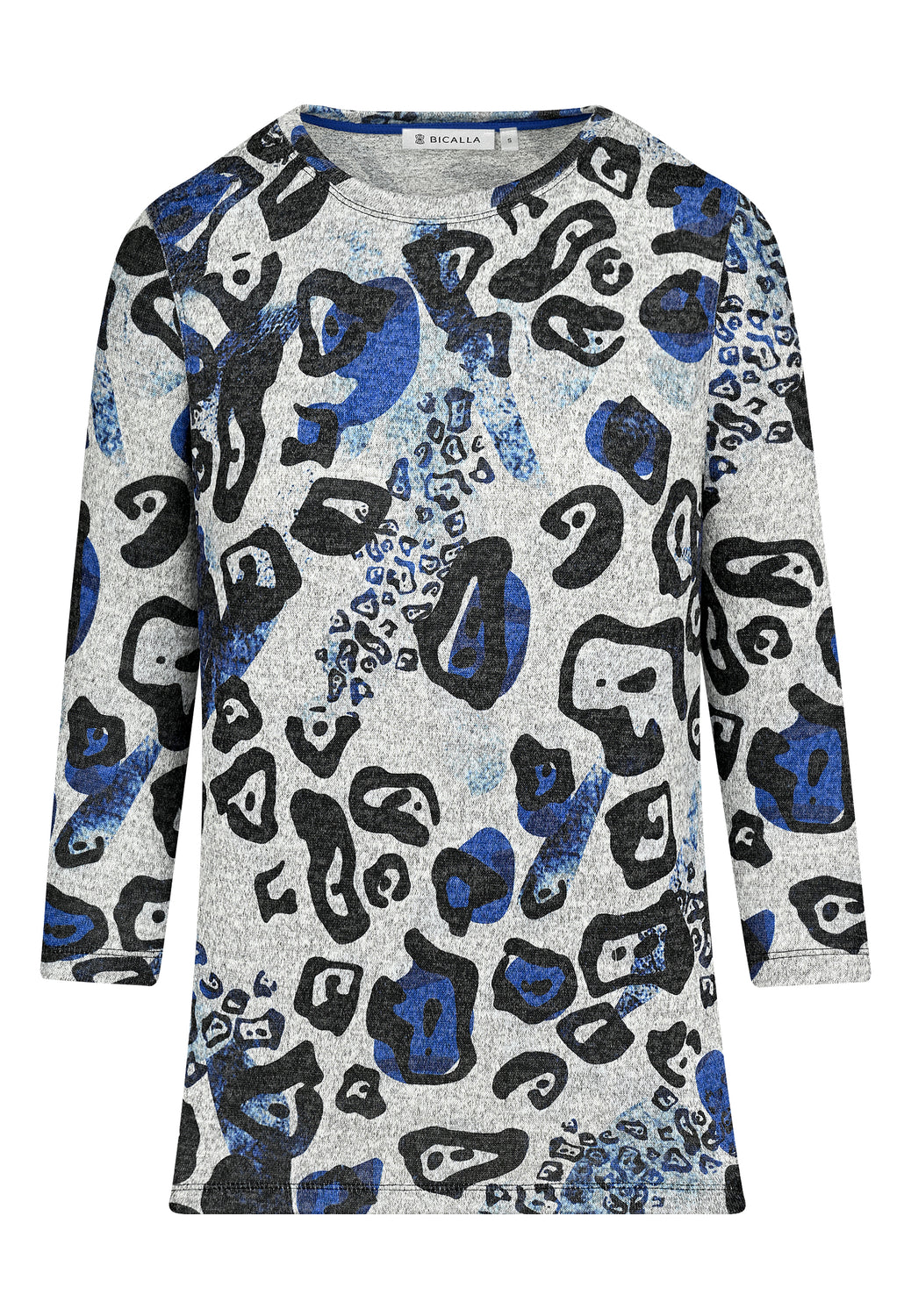 25511 Shirt mit Animal-Print in Blau/Hellgrau
