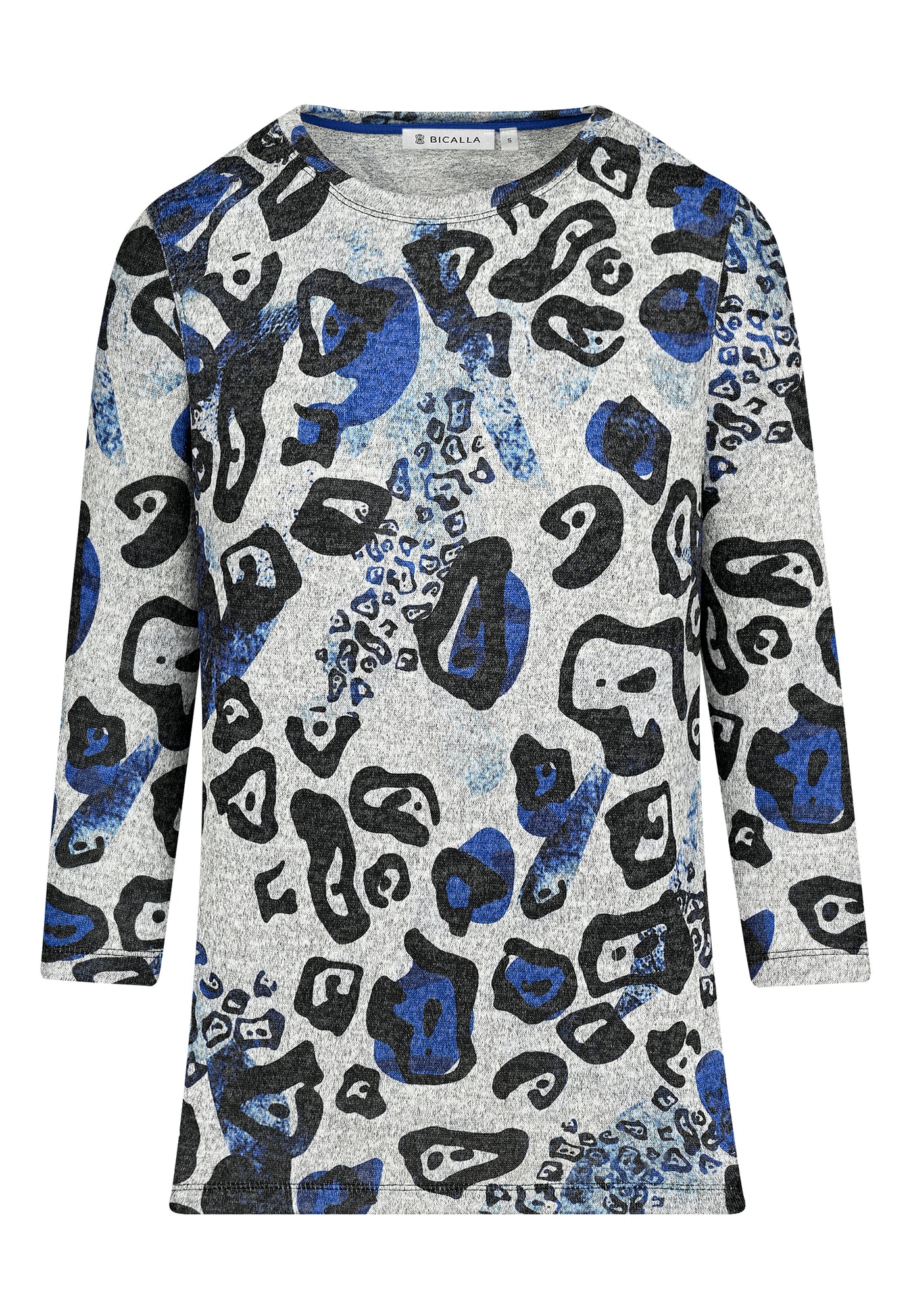 25511 Shirt mit Animal-Print in Blau/Hellgrau
