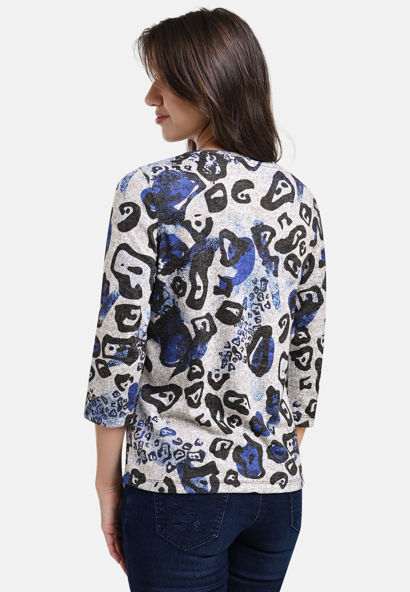 25511 Shirt mit Animal-Print in Blau/Hellgrau