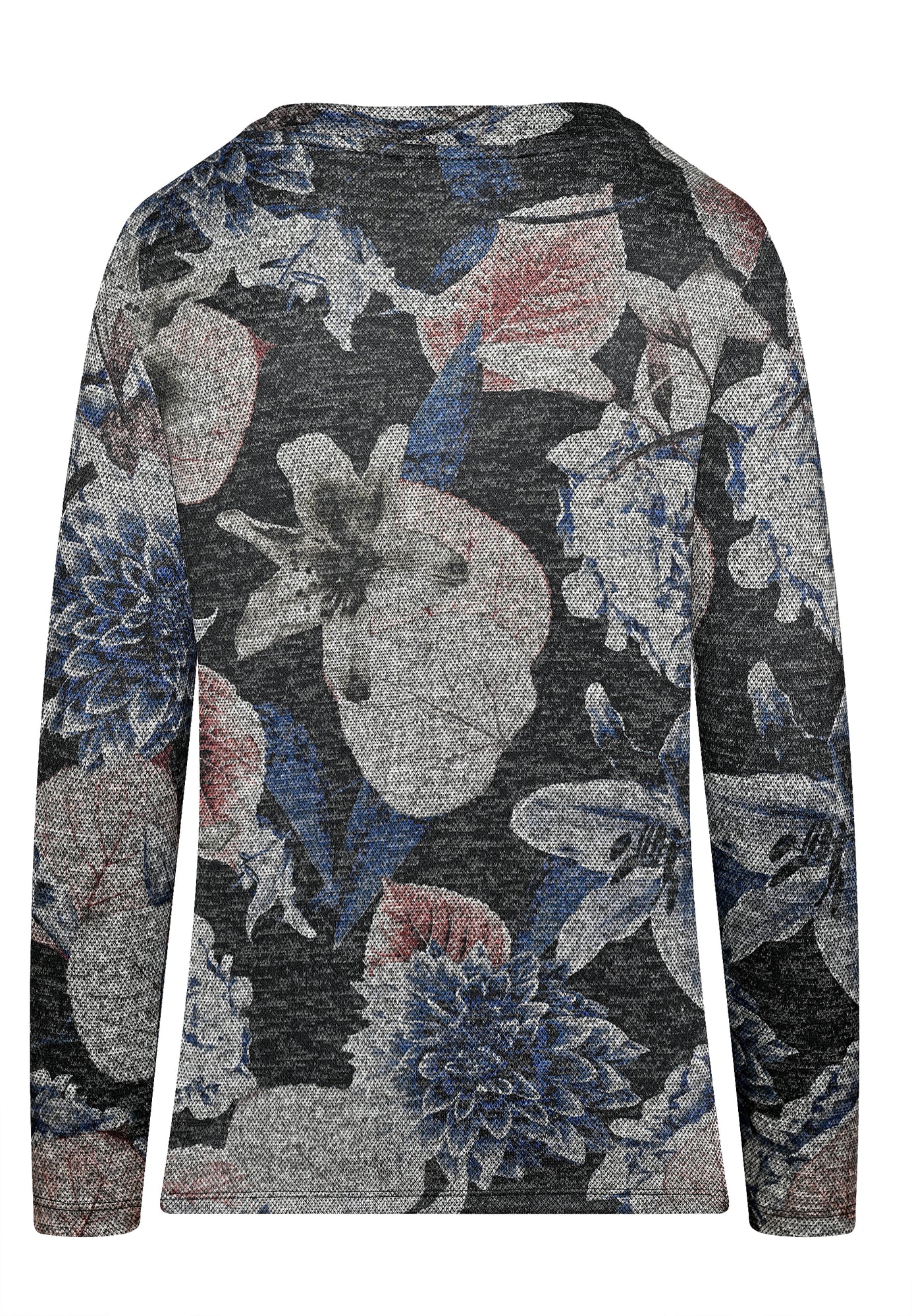 25513 Shirt mit floralem Print in Grau/Blau