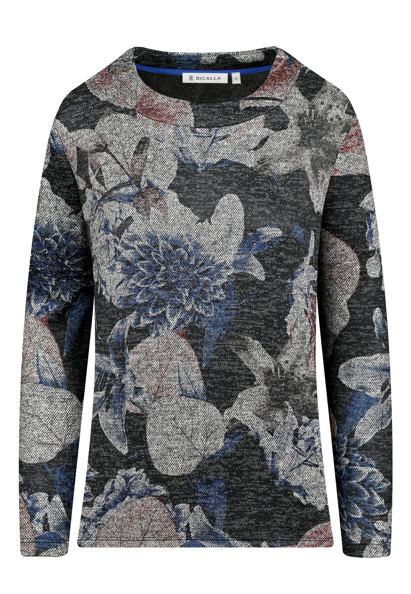 25513 Shirt mit floralem Print in Grau/Blau