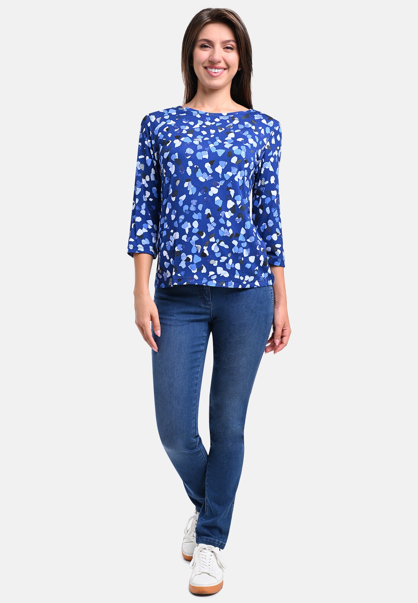 25514 Shirt mit Terrazzo-Print in Blau