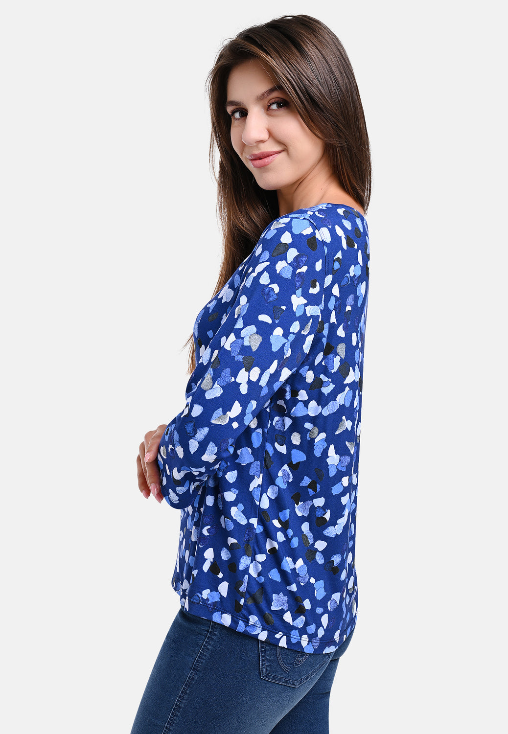 25514 Shirt mit Terrazzo-Print in Blau