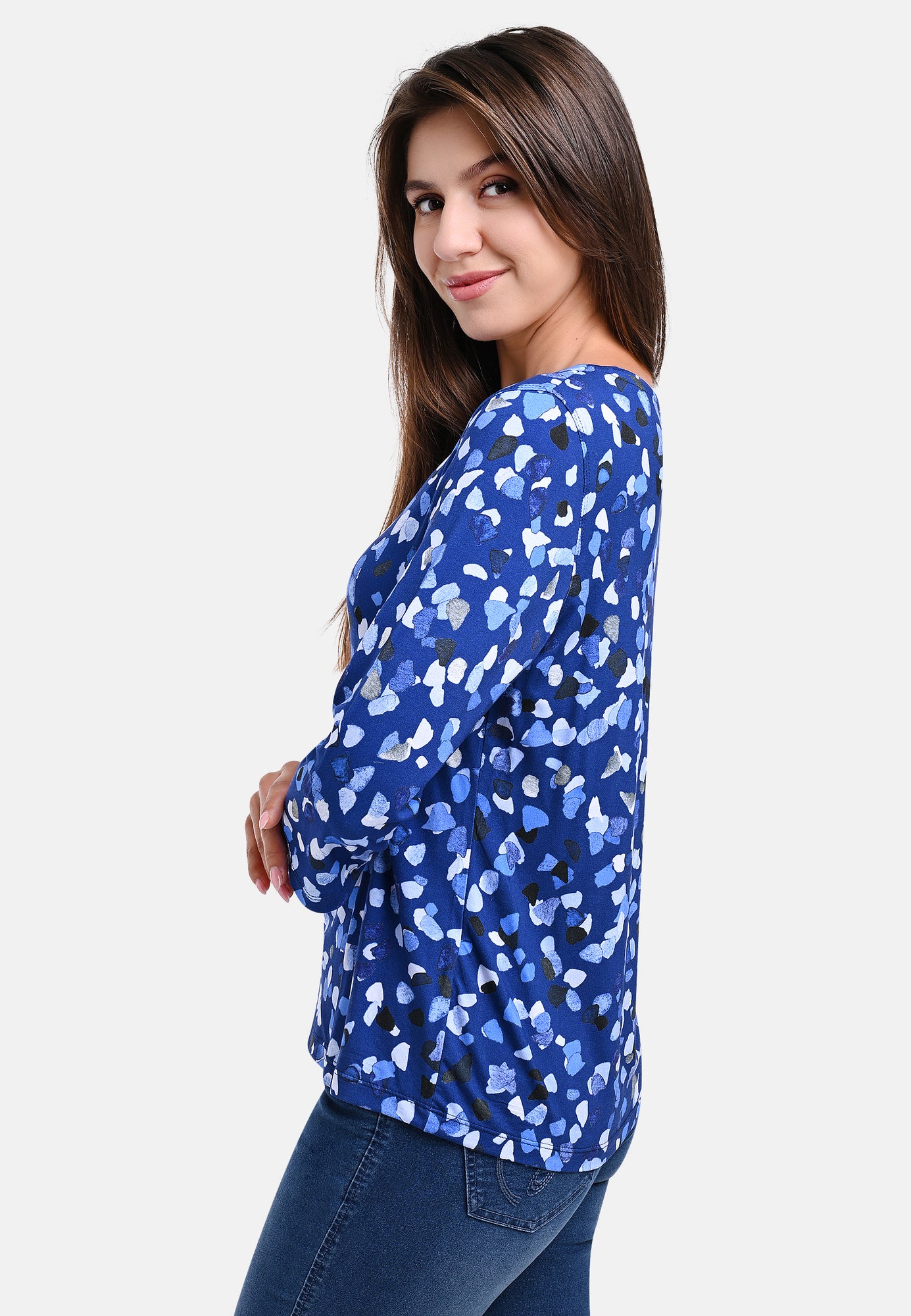 25514 Shirt mit Terrazzo-Print in Blau