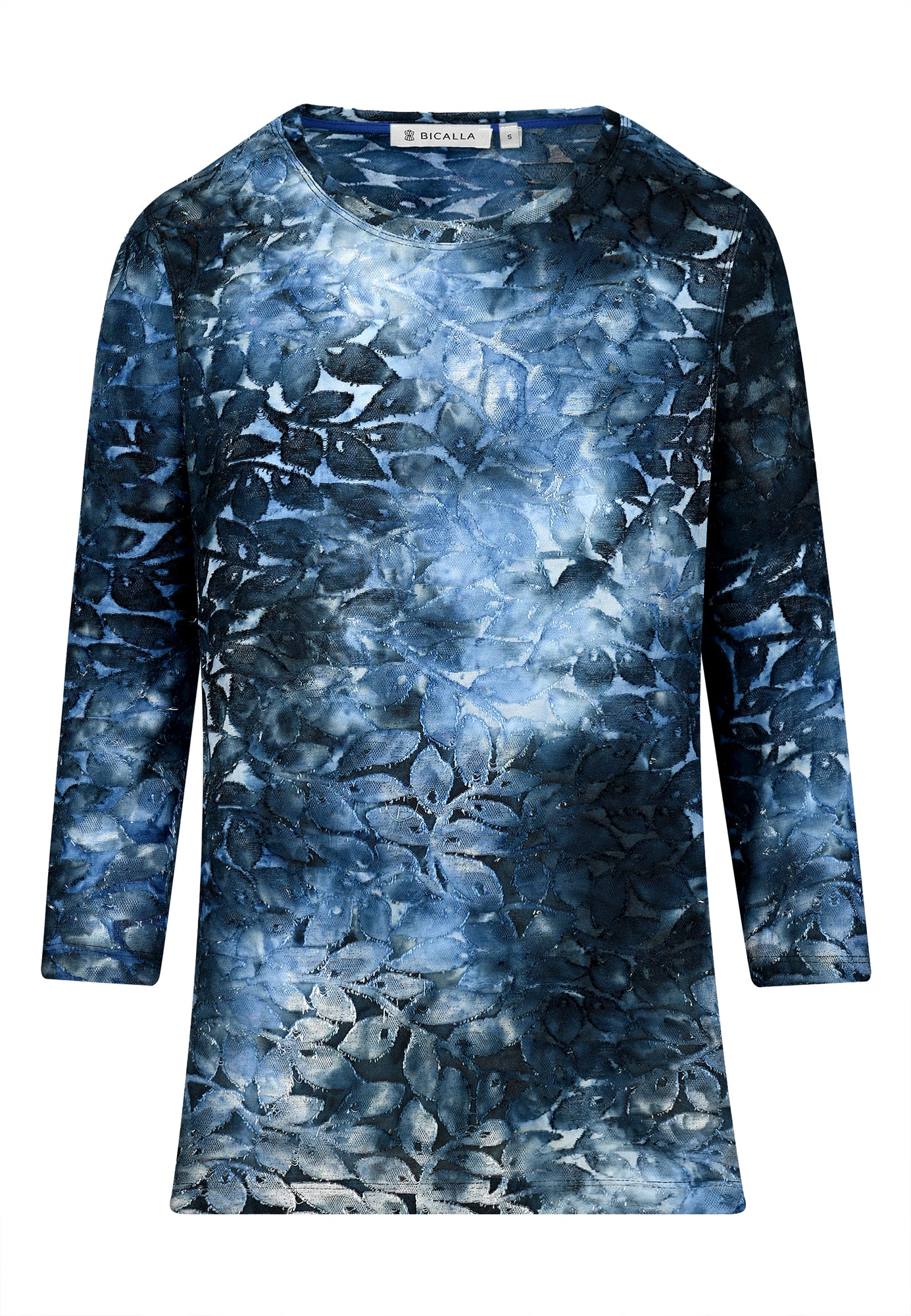 25516 Shirt mit Blättermuster in Blau