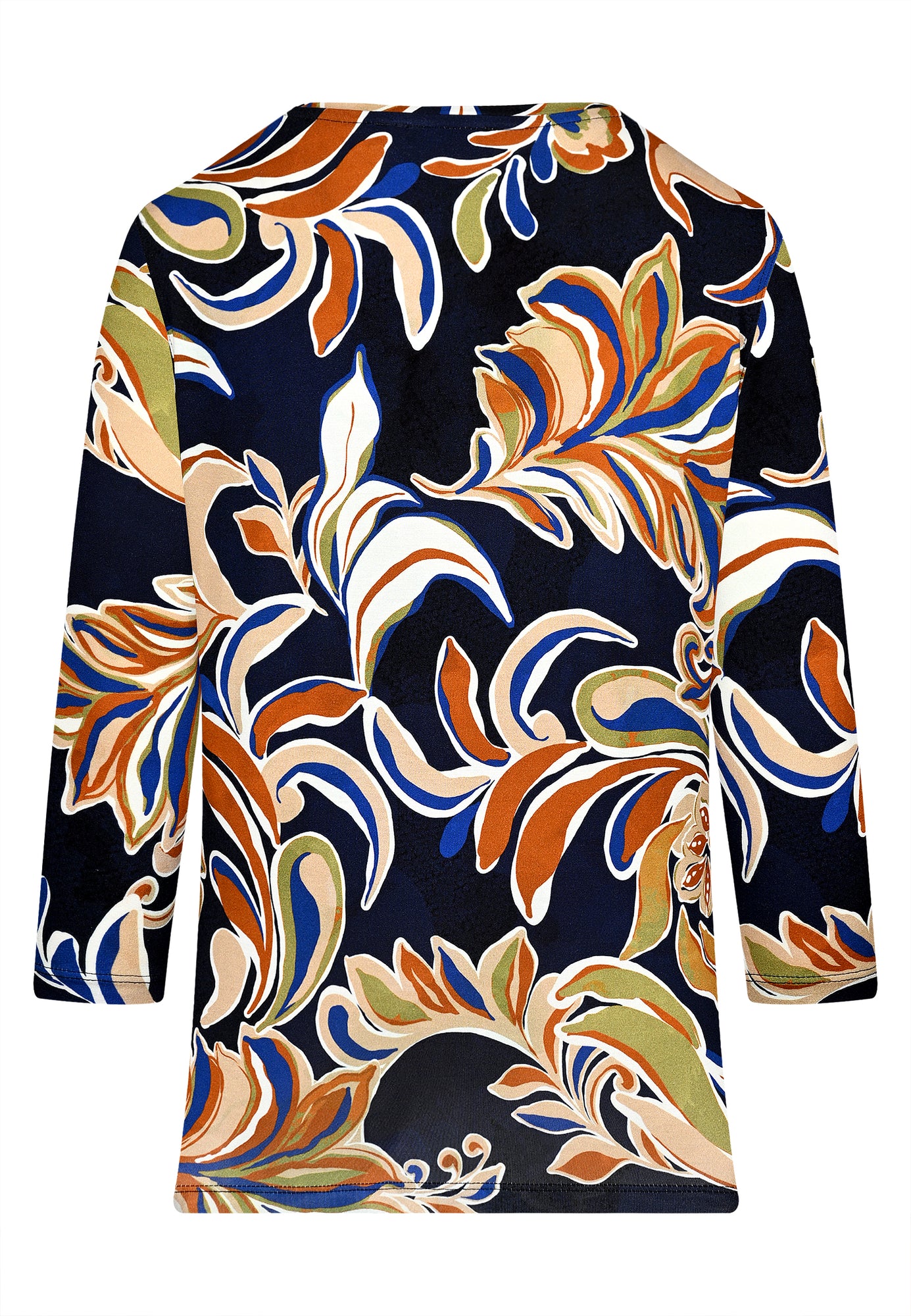 25518 Shirt mit Blätter-Print in Blau/Braun