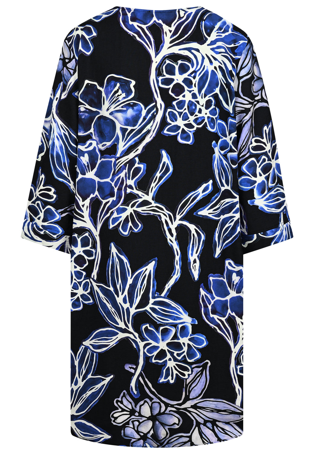 25521 Kleid mit Blumen-Print in Schwarz/Blau