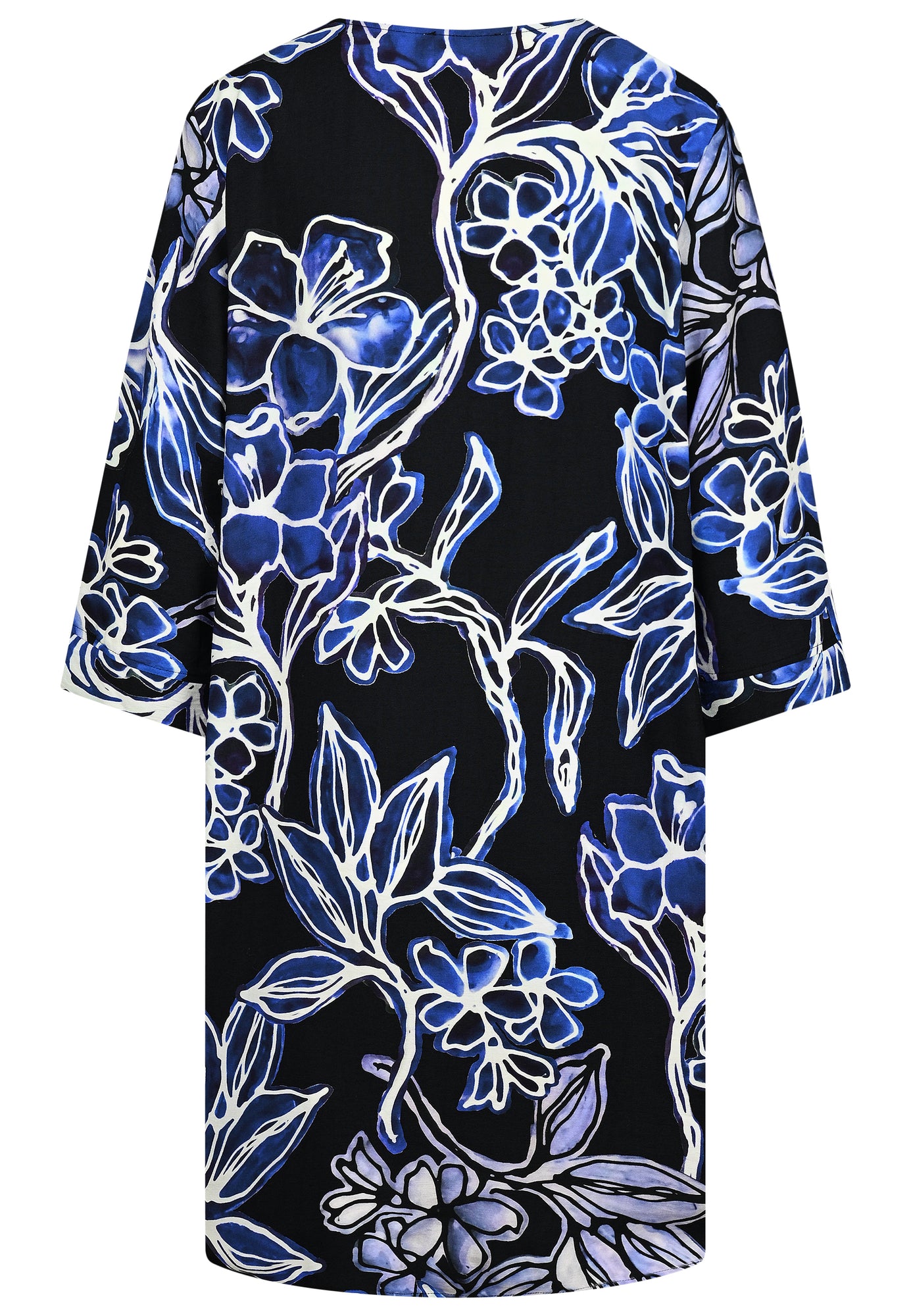 25521 Kleid mit Blumen-Print in Schwarz/Blau