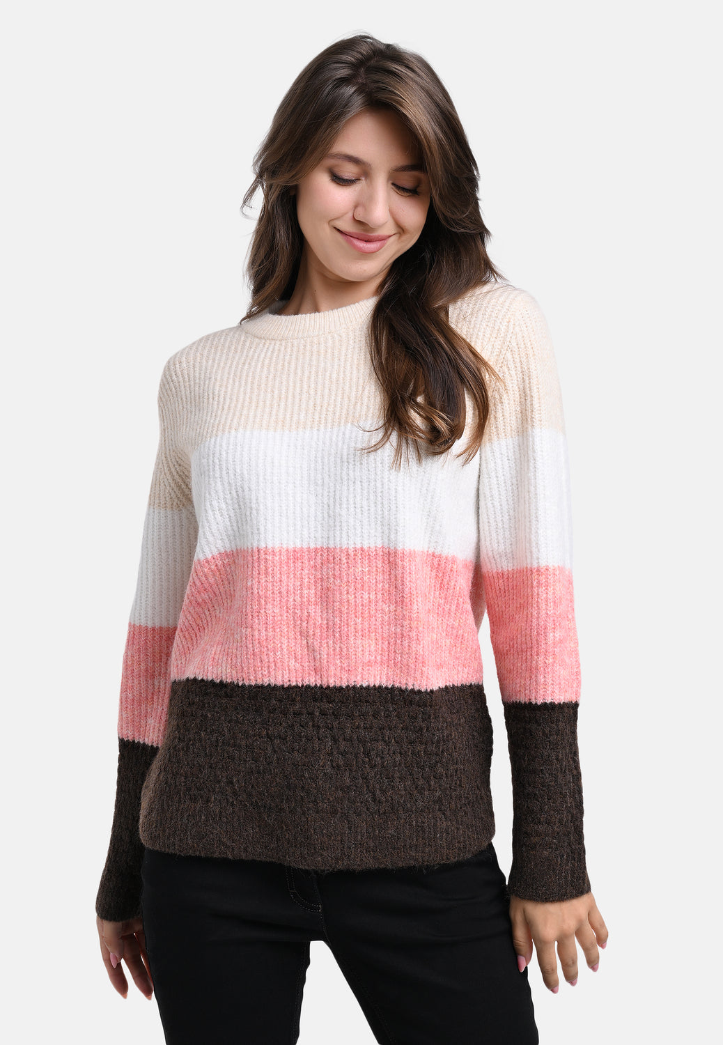 25607 Strickpullover in Rosé/Braun