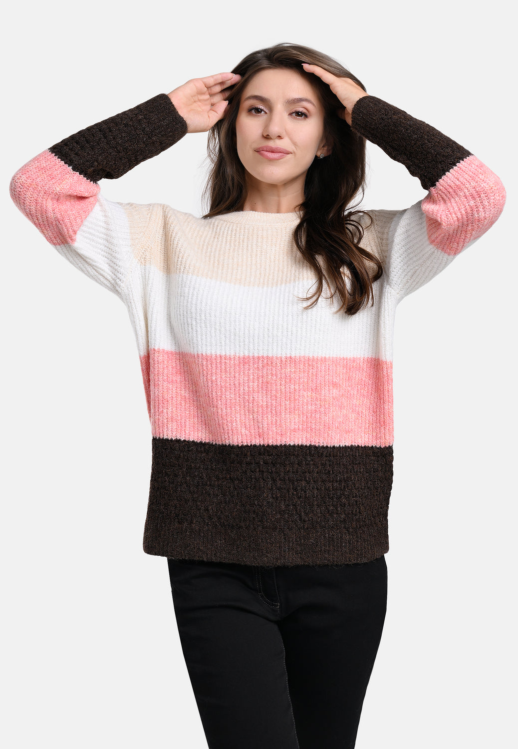 25607 Strickpullover in Rosé/Braun