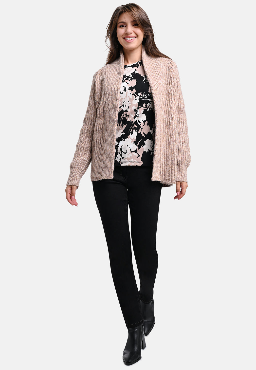 25624 Shirt mit Blumen-Print in Sand/Schwarz