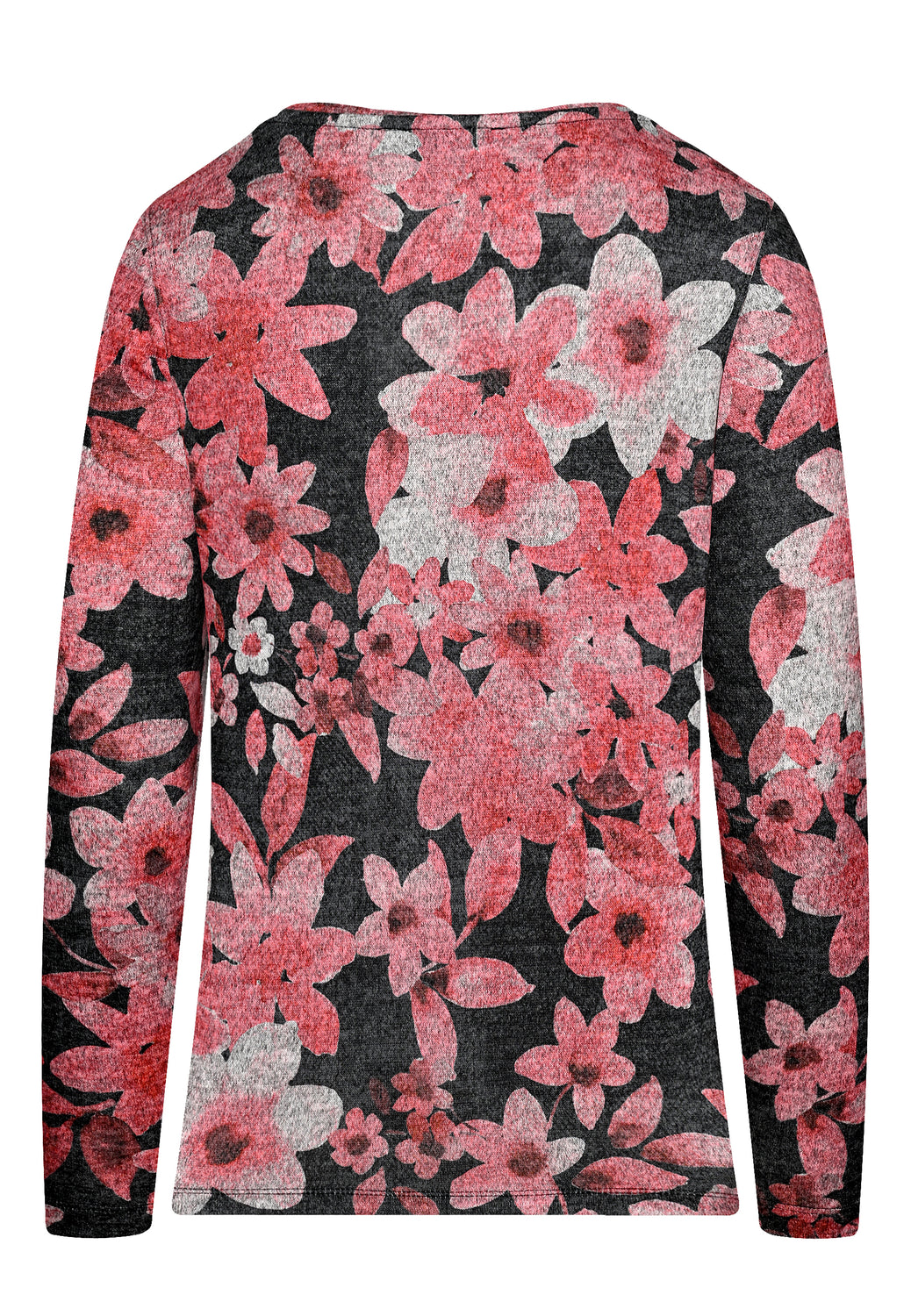 25611 Shirt mit Blüten-Print in Rot/Anthrazit