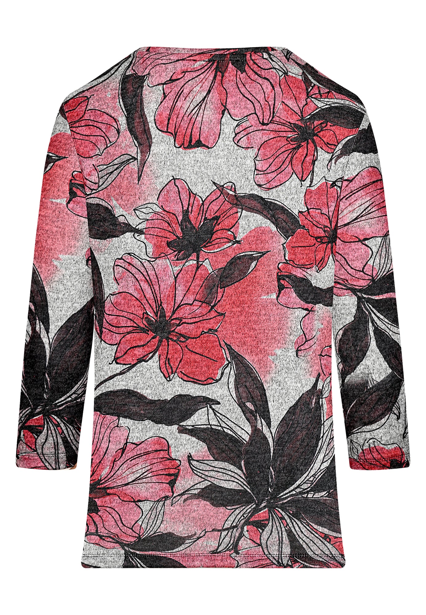 25612 Shirt mit floralem Print in Rosé/Grau