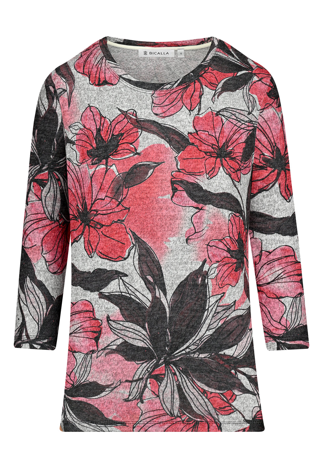 25612 Shirt mit floralem Print in Rosé/Grau